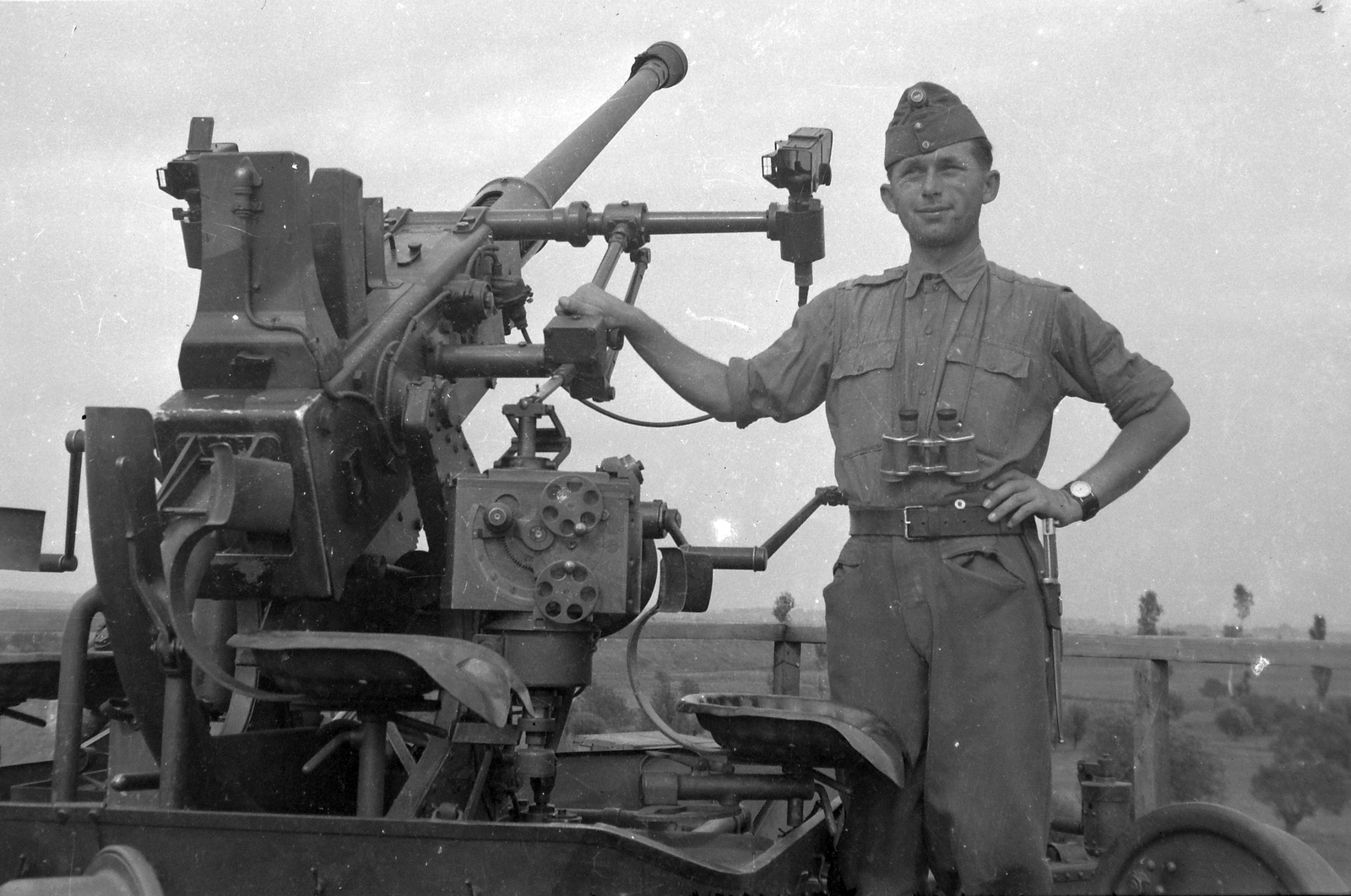 Bofors 36M 40 mm-es légvédelmi gépágyú., 1940, Fortepan, cannon, weapon, telescope, ordnance, autocannon, Bofors-brand, air defense, Fortepan #19259