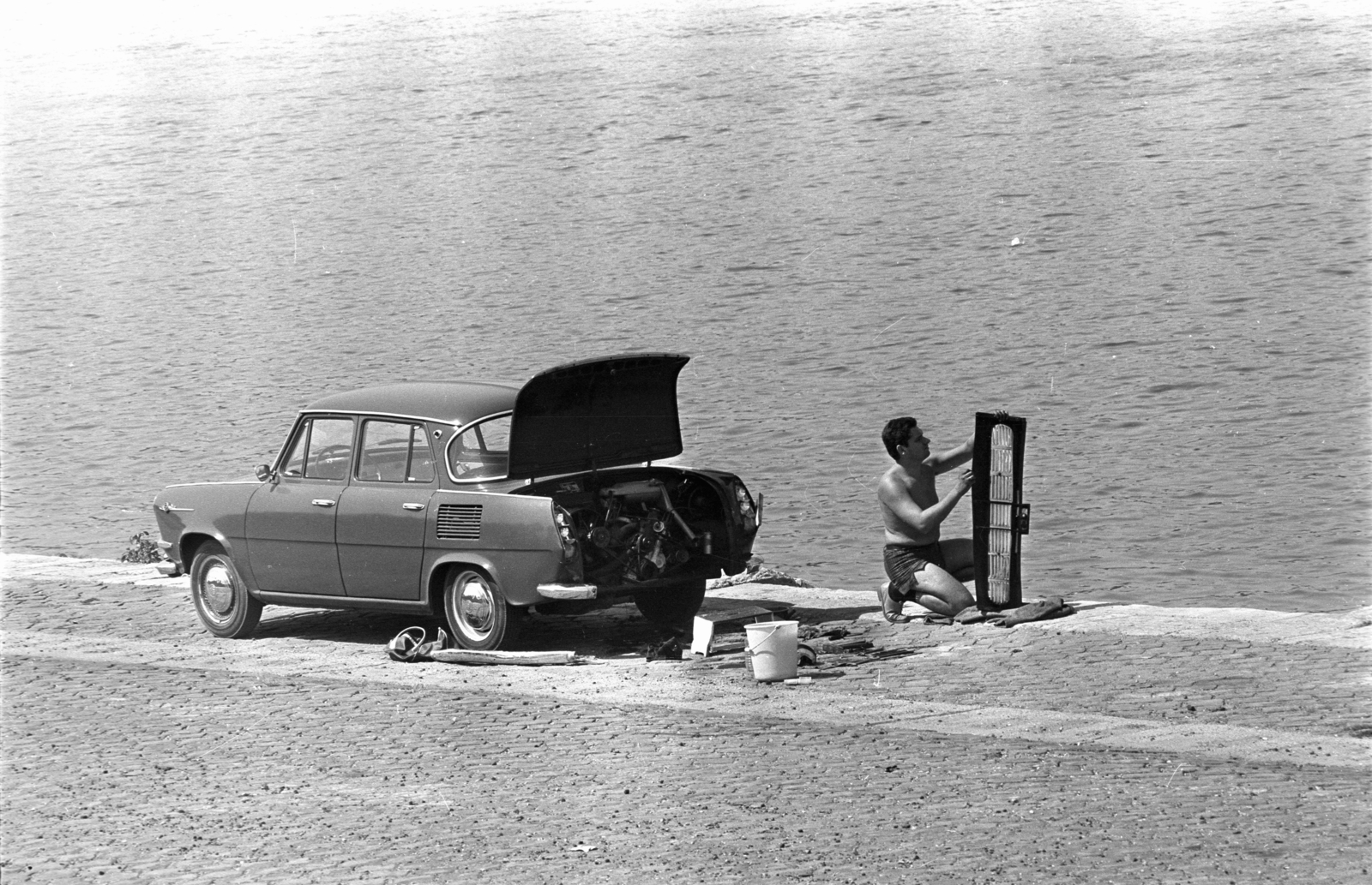 Magyarország, Budapest, alsó rakpart., 1966, Kriss Géza, Skoda 1000 MB, Fortepan #192805