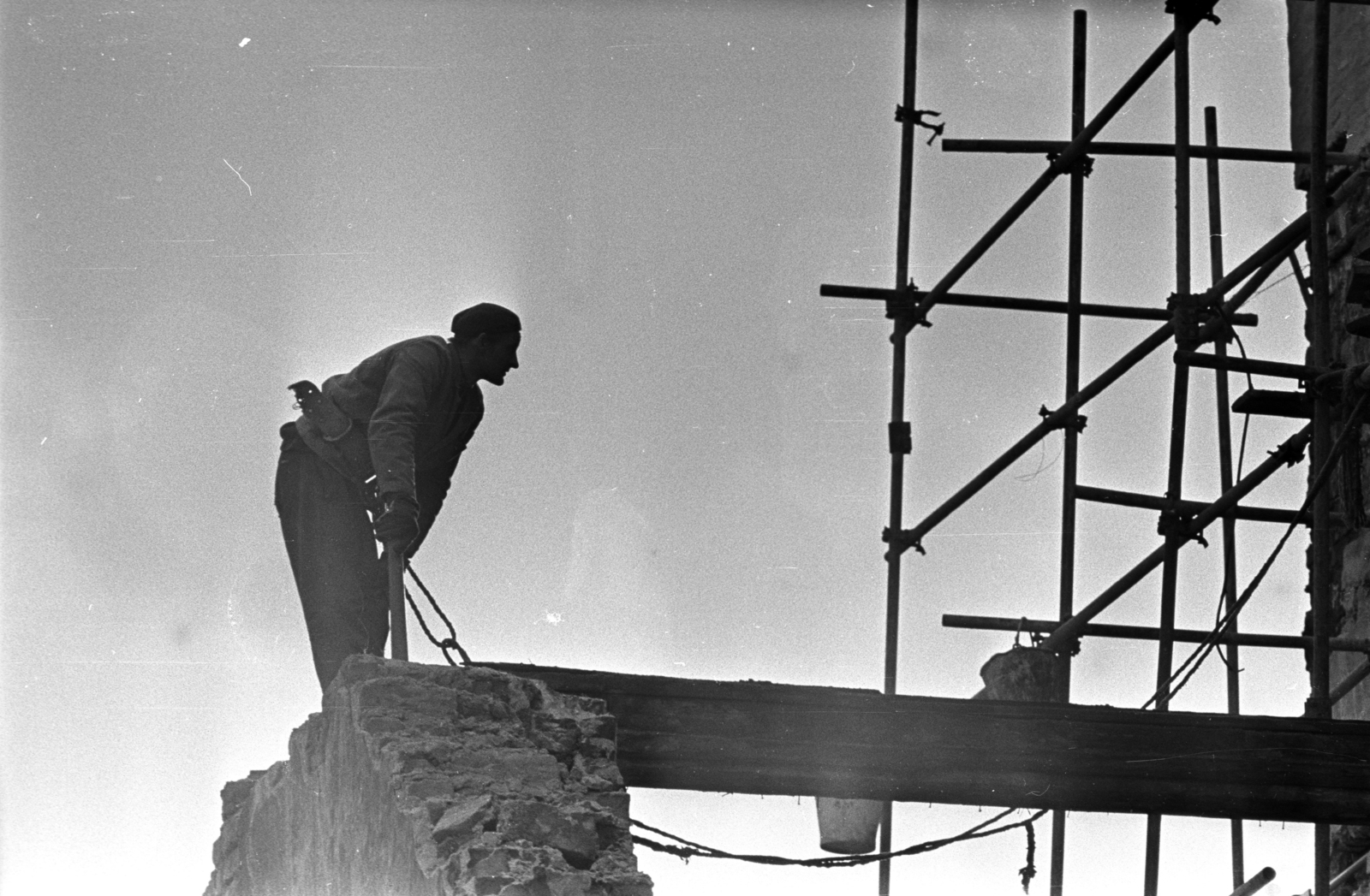 1966, Kriss Géza, állvány, építkezés, Fortepan #192826