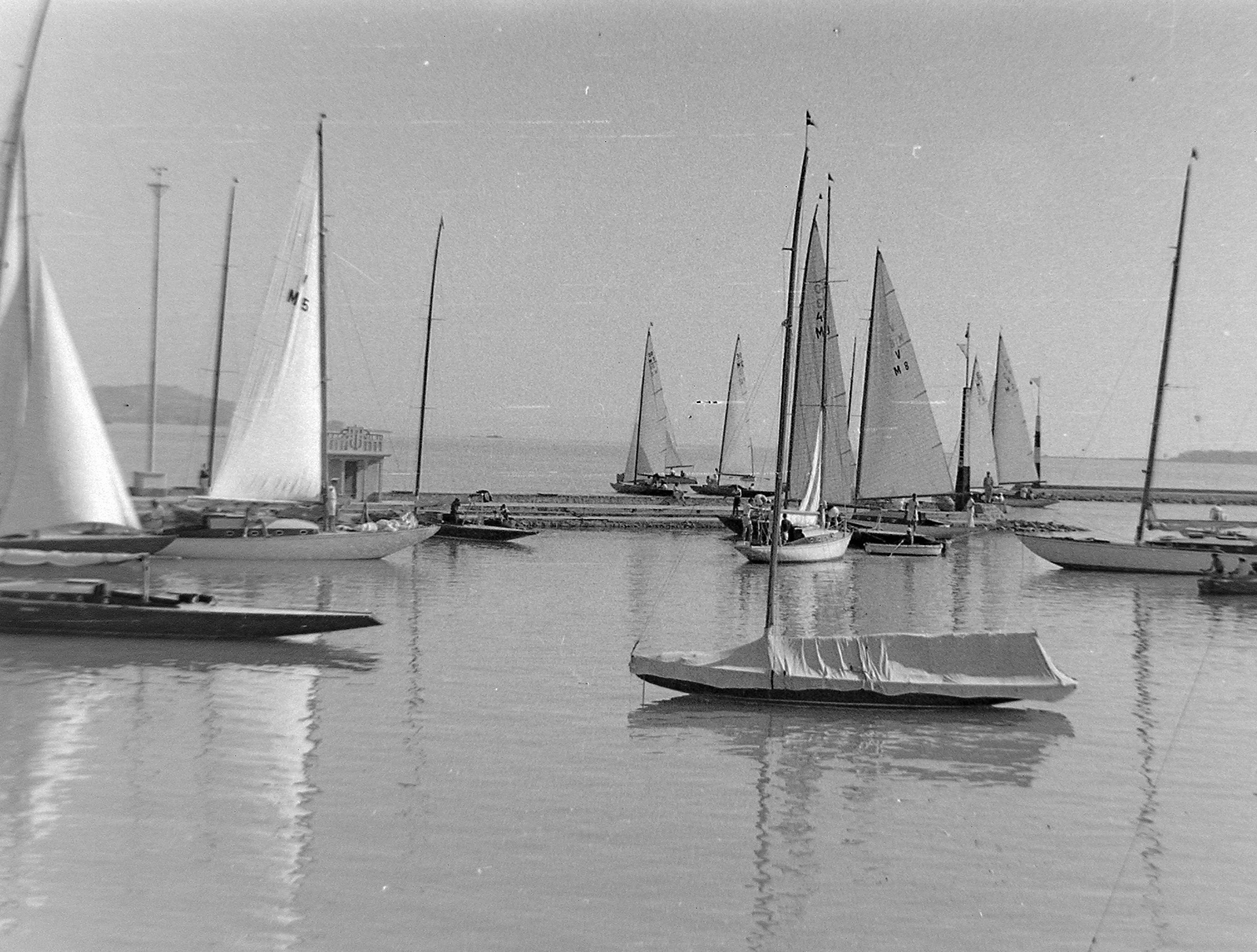 Hungary, Balatonföldvár, kikötő., 1960, Fortepan, sailboat, Lake Balaton, Fortepan #193