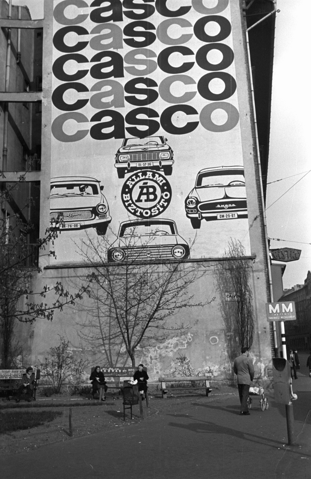 Hungary, Budapest VIII., Kálvin tér, jobbra a Baross utca., 1974, Kriss Géza, Budapest, firewall, Fortepan #193229