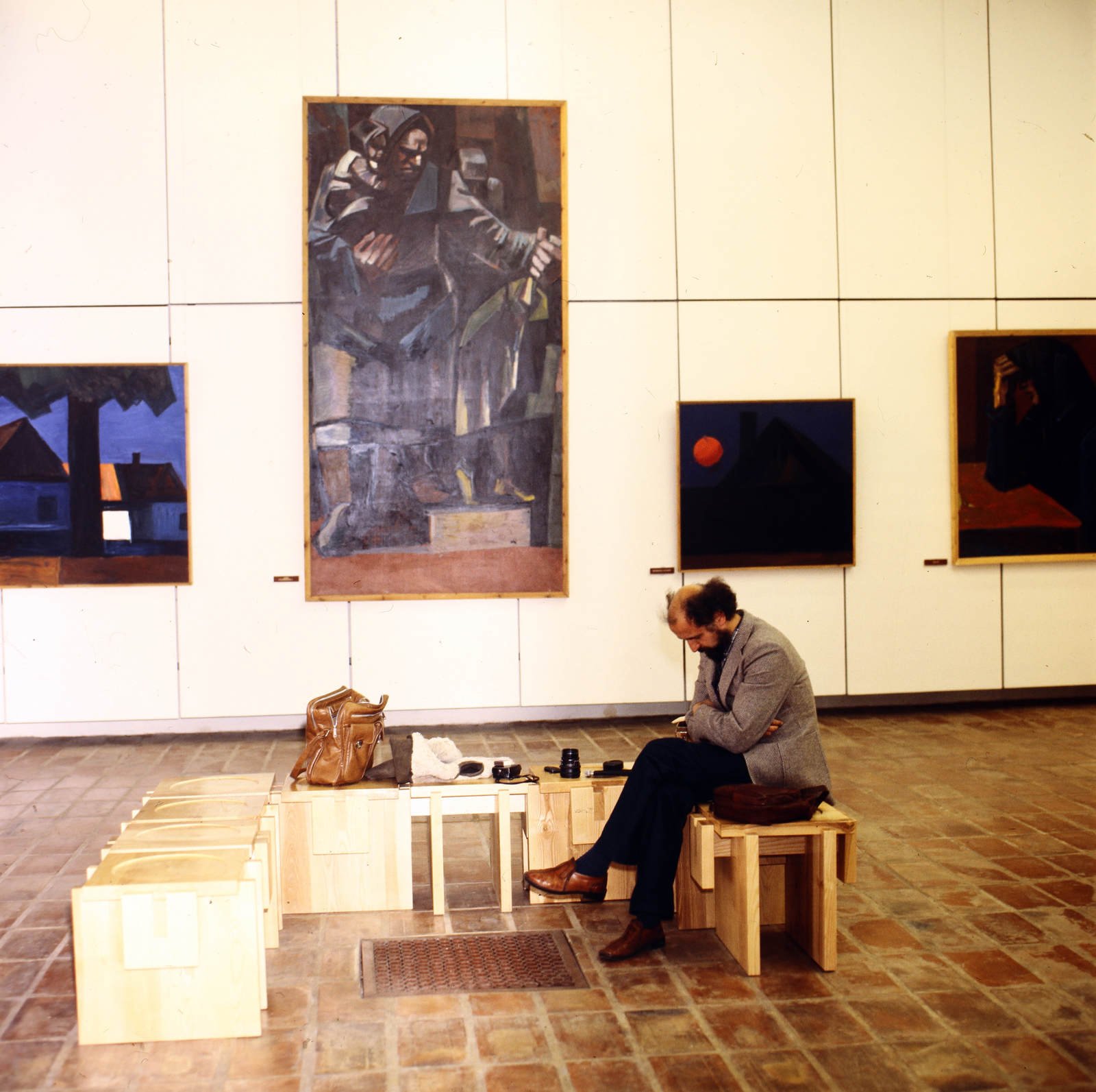 1982, Gábor Viktor, colorful, painting, Fortepan #193642