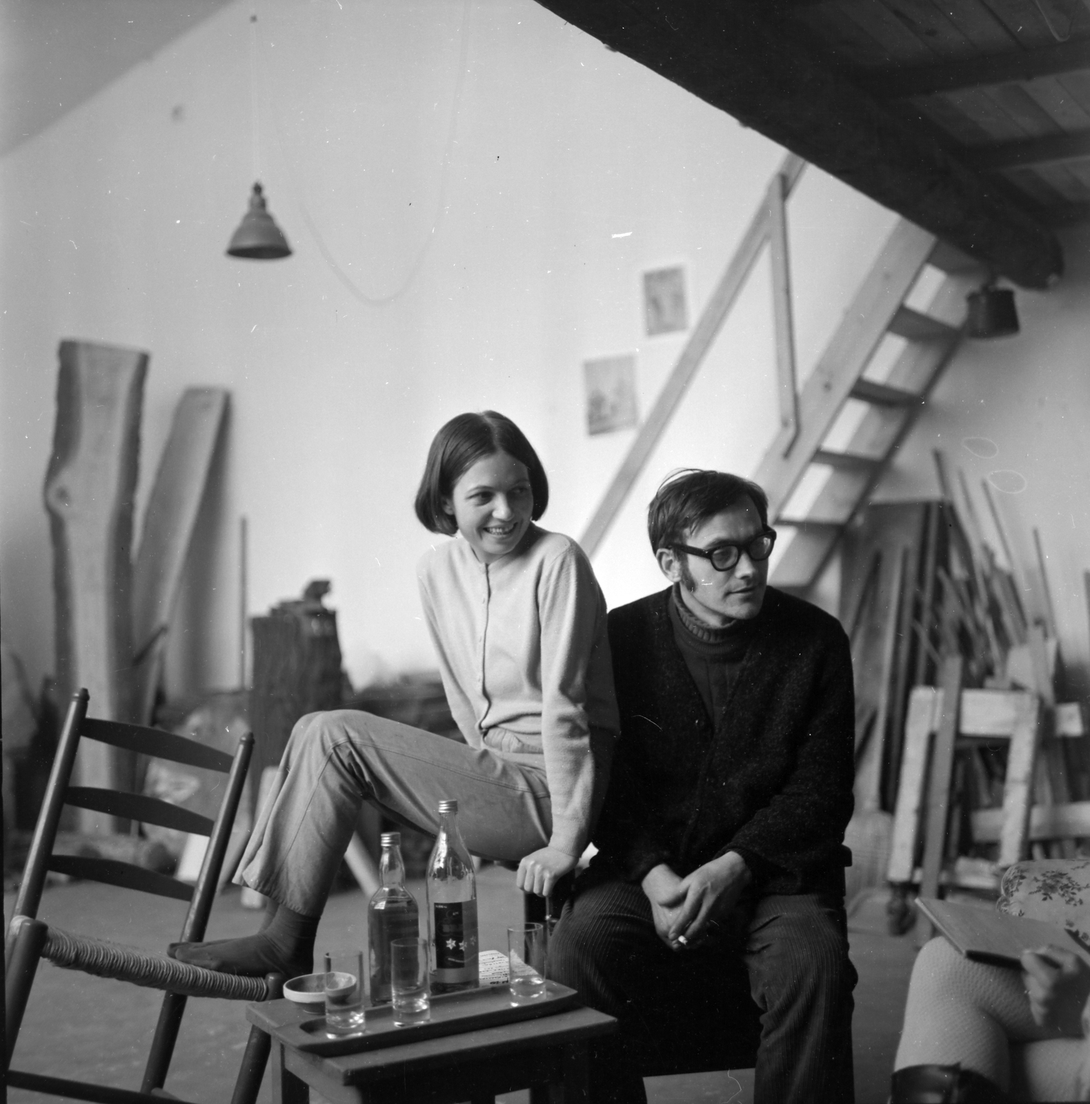 Hungary, Szentendre, Új Művésztelep, Jávor Piroska festőművész és Asszonyi Tamás szobrászművész., 1969, Gábor Viktor, Fortepan #193772