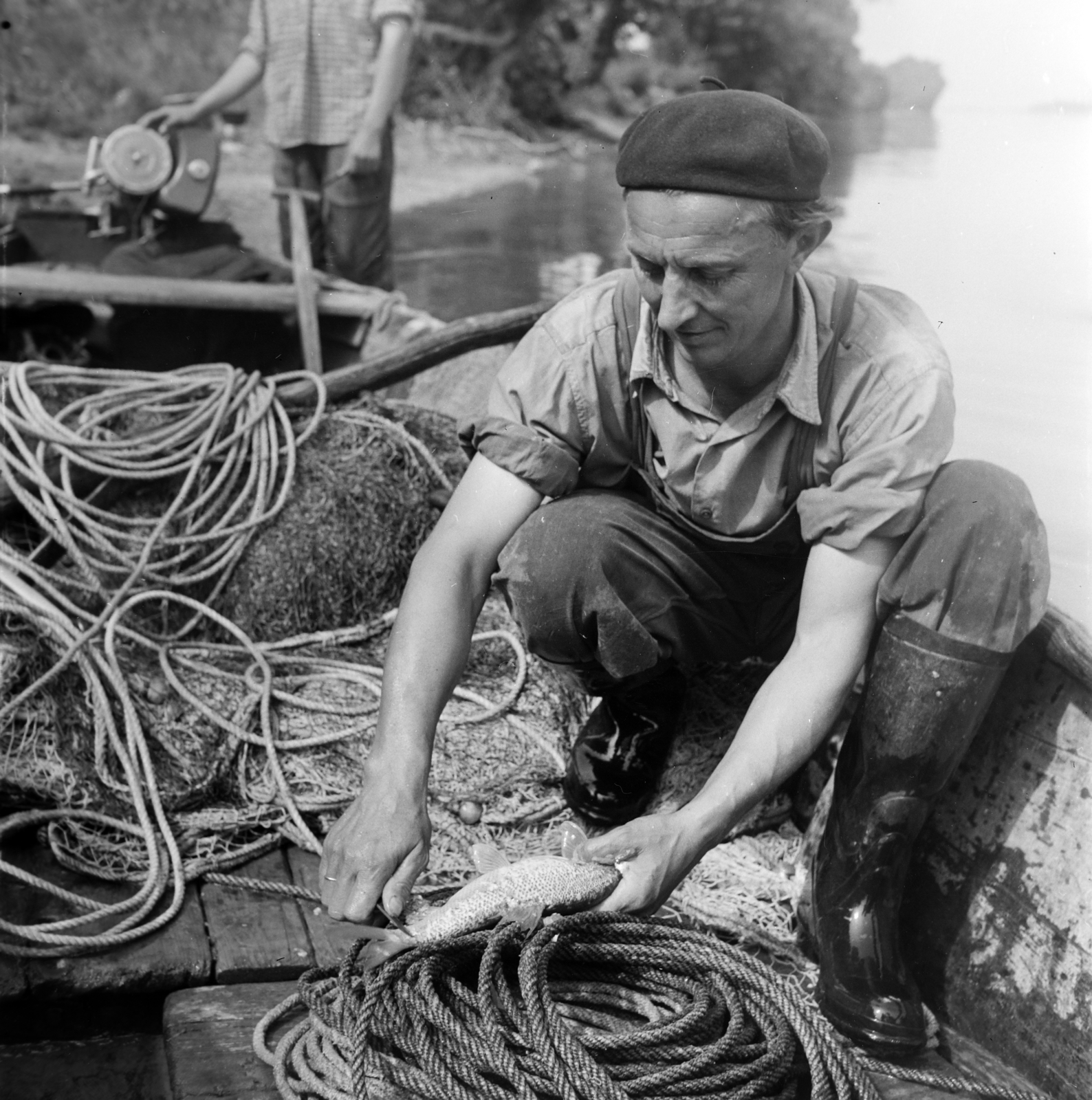 1961, Gábor Viktor, fishing, Fortepan #193789