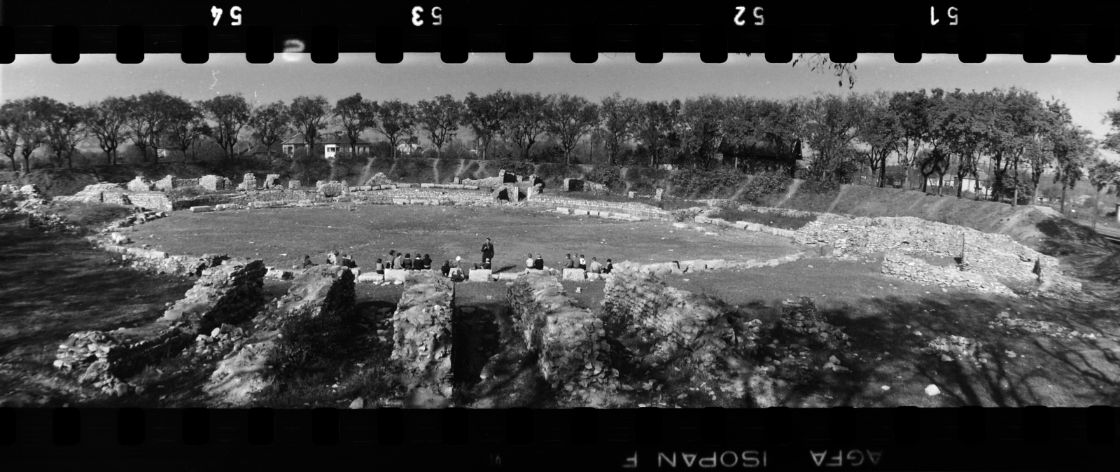 Hungary, Aquincum, Budapest III., polgárvárosi amfiteátrum., 1961, Gábor Viktor, Budapest, panoramic photography, Fortepan #193814