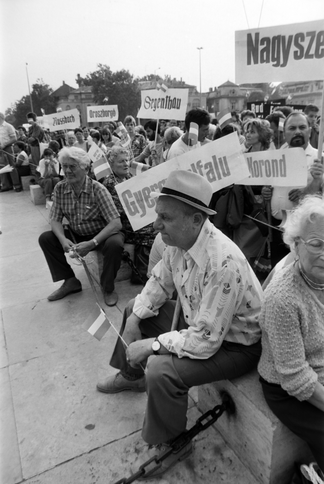 Hungary, Budapest XIV., Hősök tere, az erdélyi falurombolás elleni tüntetés 1988. június 27-én., 1988, Gábor Viktor, strike, Budapest, regime change, Fortepan #194595