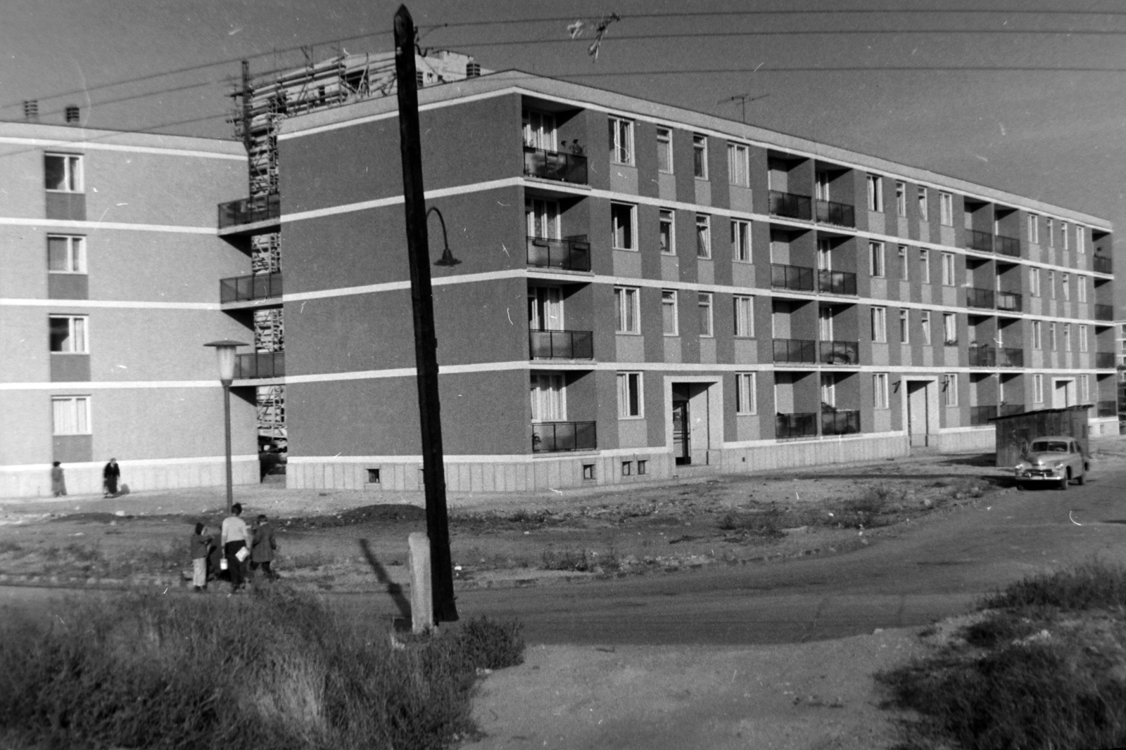 Hungary, Budapest IX., József Attila lakótelep, az Ifjúmunkás utca 10. számú ház., 1961, Gábor Viktor, Budapest, blocks, Fortepan #194678