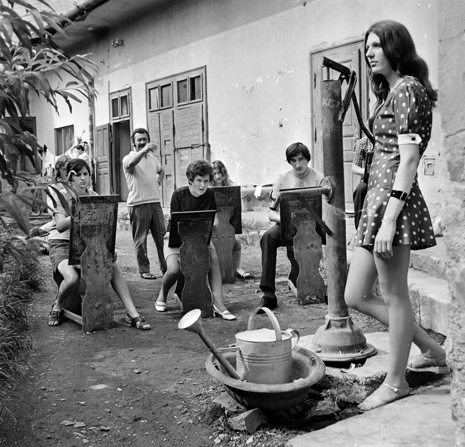 Hungary, Mezőkövesd, képzőművészeti foglalkozás a szabadban., 1973, Bojár Sándor, Fortepan #194799