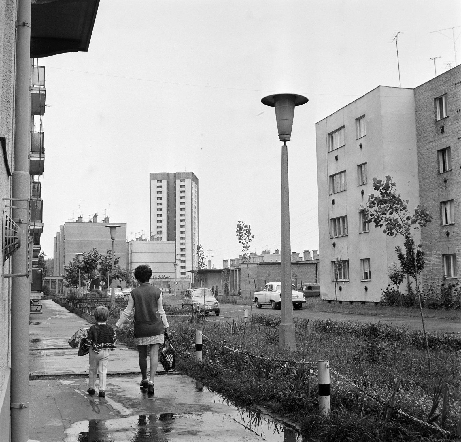 Hungary, Szolnok, Bacsó Nándor (Karkecz Károly) utca, szemben a toronyház a Városmajor utca végénél áll., 1974, Bojár Sándor, Fortepan #194868