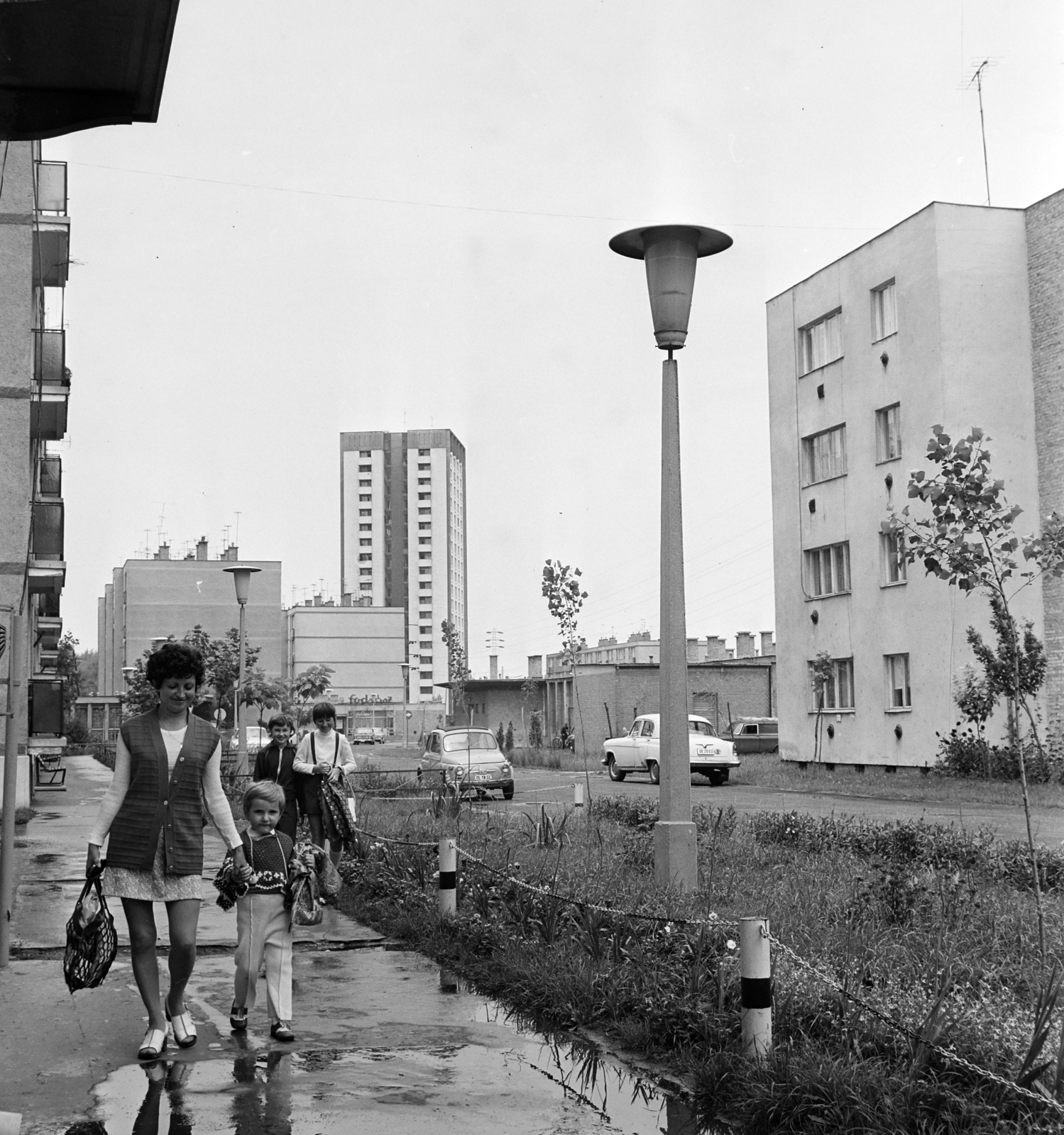 Magyarország, Szolnok, Bacsó Nándor (Karkecz Károly) utca, szemben a toronyház a Városmajor utca végénél áll., 1974, Bojár Sándor, Fortepan #194870