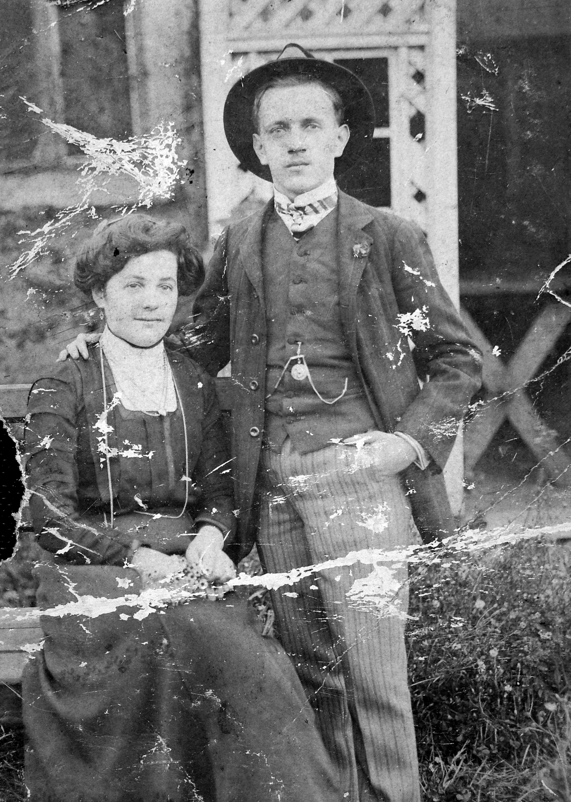 1910, Fortepan, man and woman, arms around shoulders, Fortepan #19529