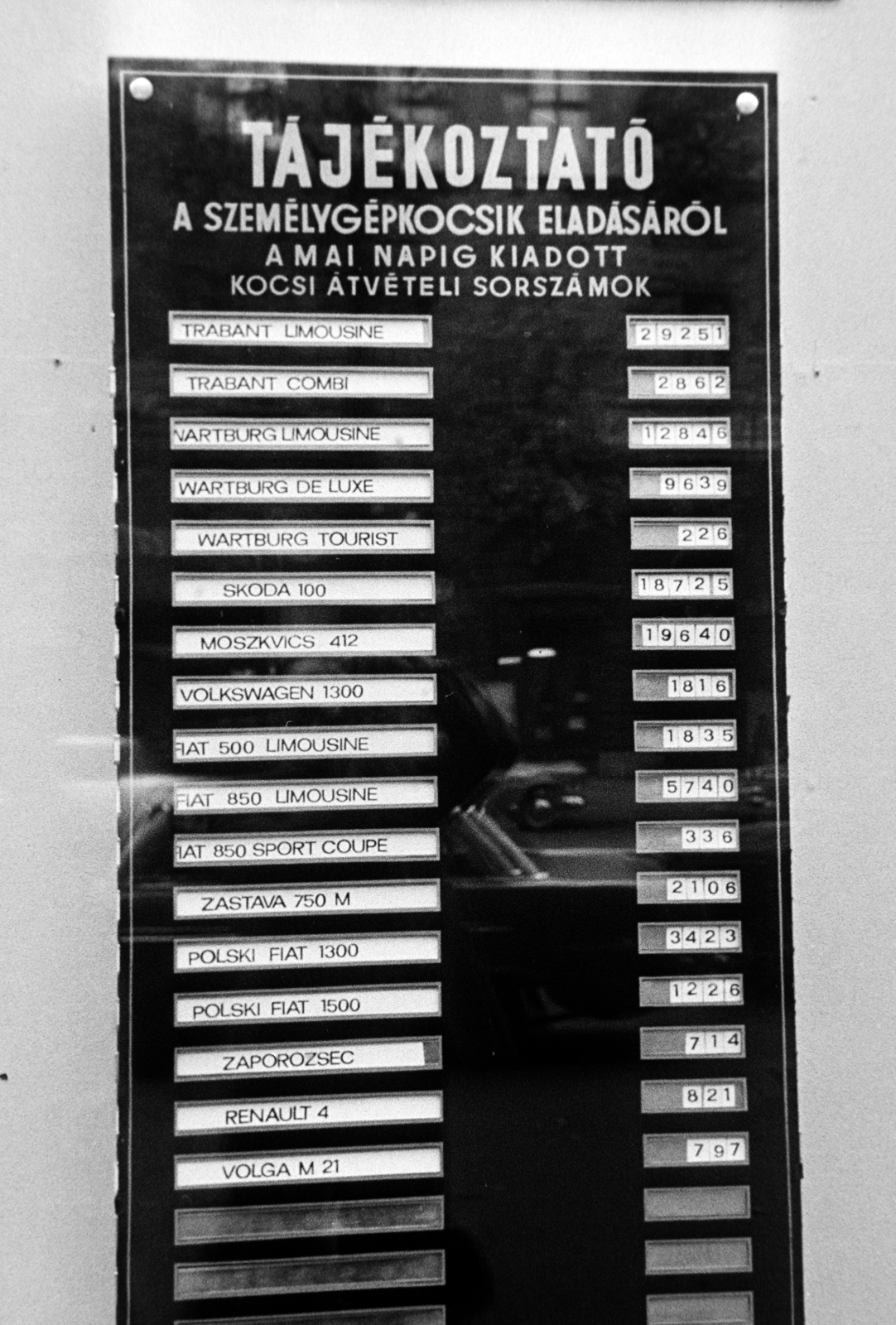 Hungary, Budapest, MERKUR kocsi átvételi sorszámok., 1970, Bojár Sándor, Budapest, Fortepan #195660