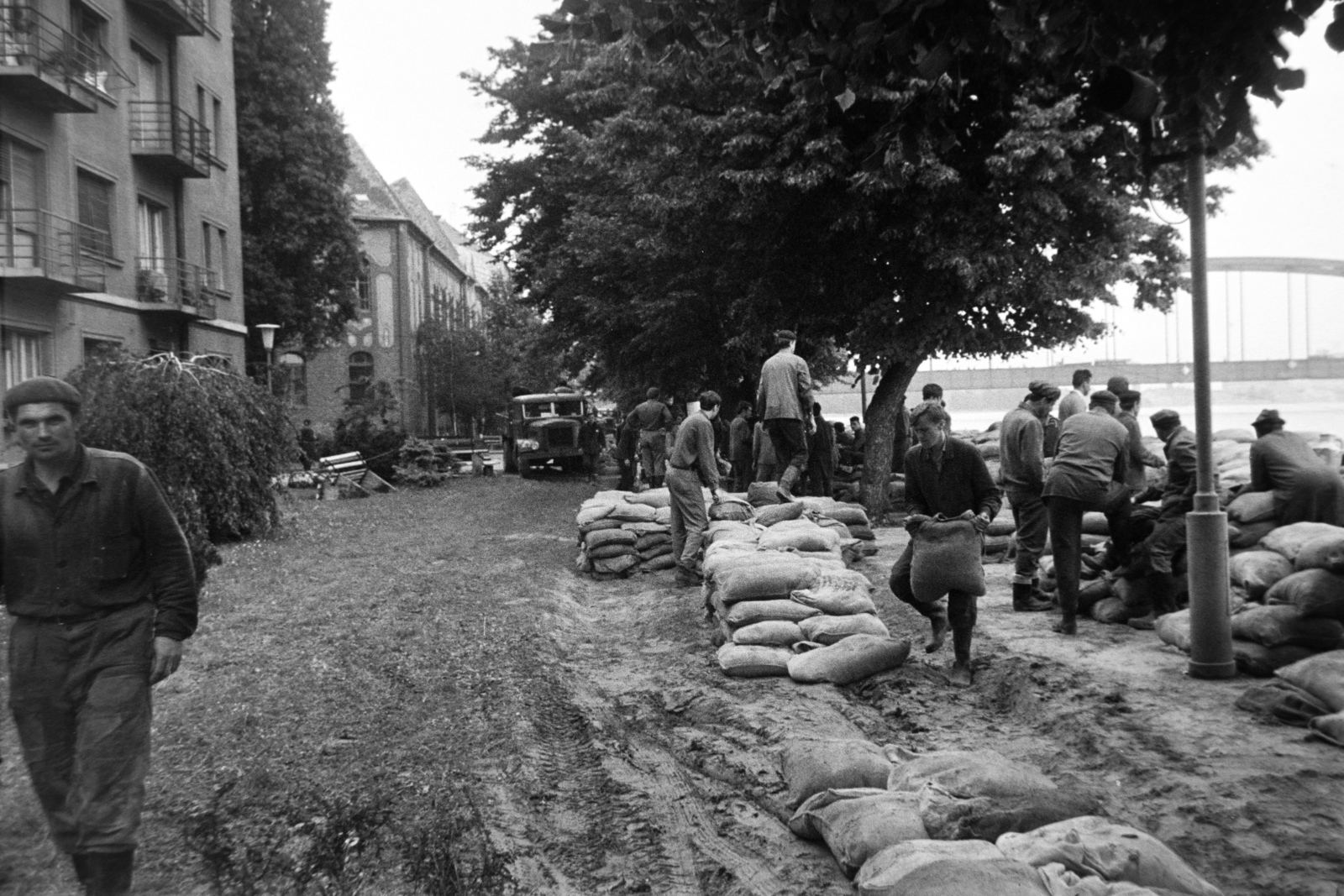 Hungary, Szeged, Korányi fasor a Sellő ház irányából, jobbra a Belvárosi híd. 1970. tavaszi árvíz., 1970, Bojár Sándor, Fortepan #195708