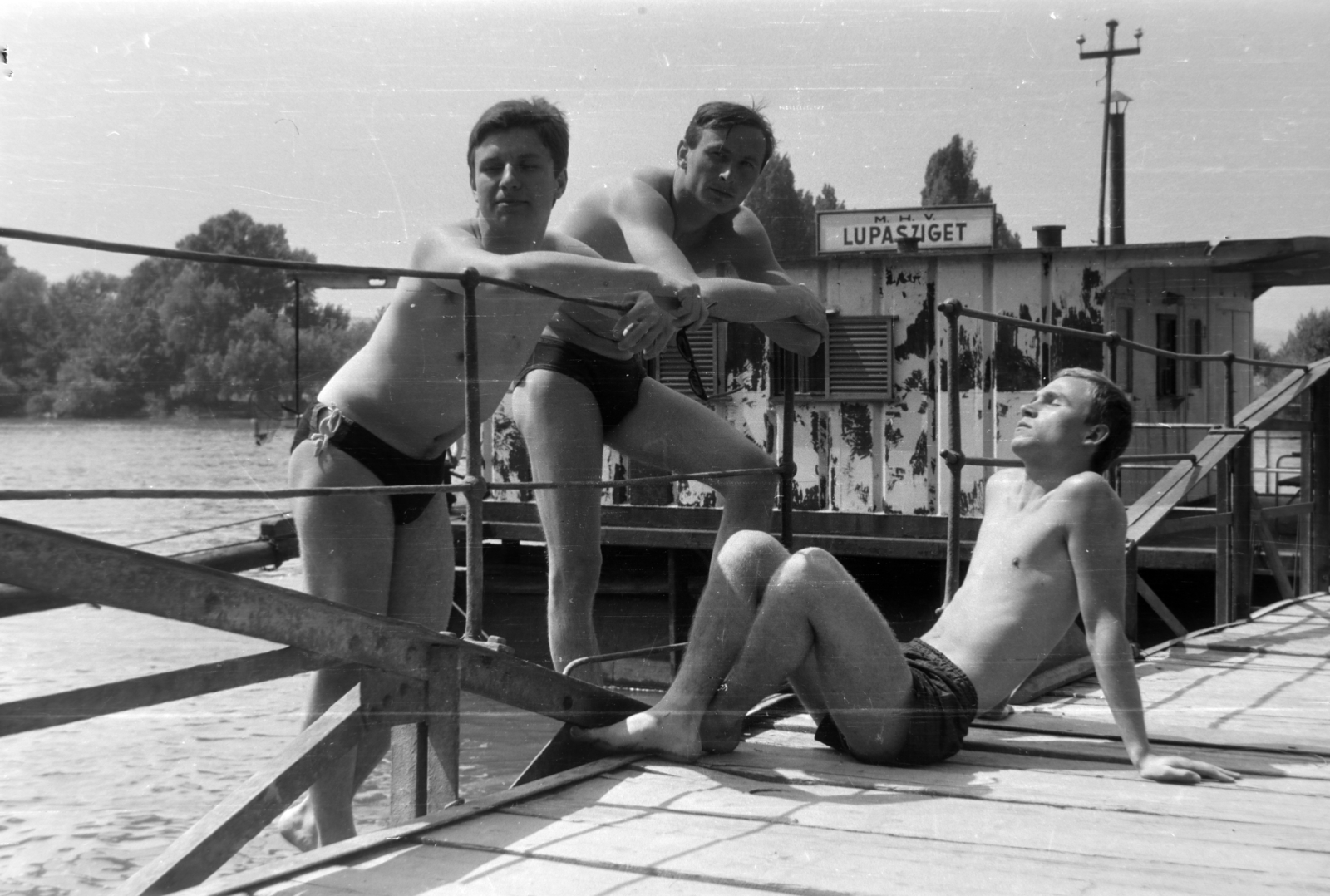 Hungary, Budakalász, Szentendrei-Duna, Lupasziget hajóállomás., 1964, Bogyó Virág, Fortepan #196077