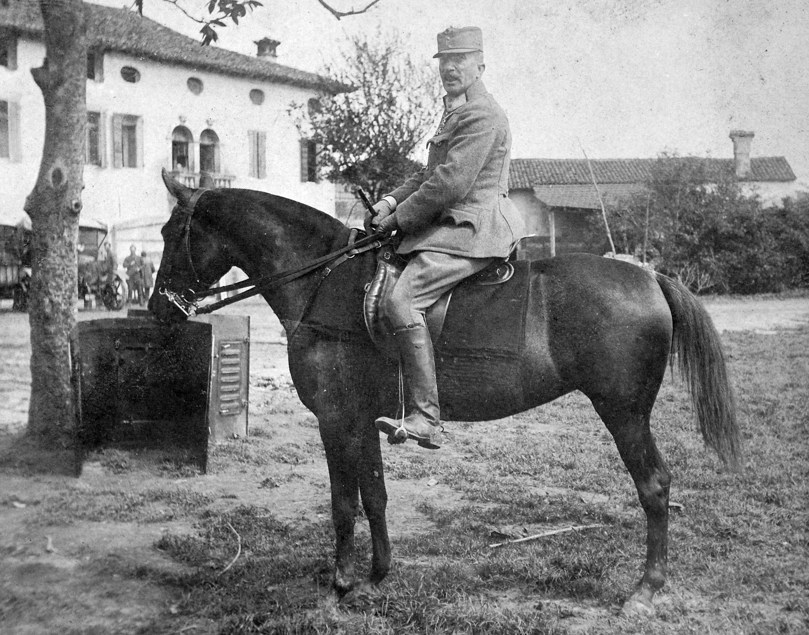 1918, Fortepan, First World War, uniform, horse, yard, barrack, man, rider, Fortepan #19612