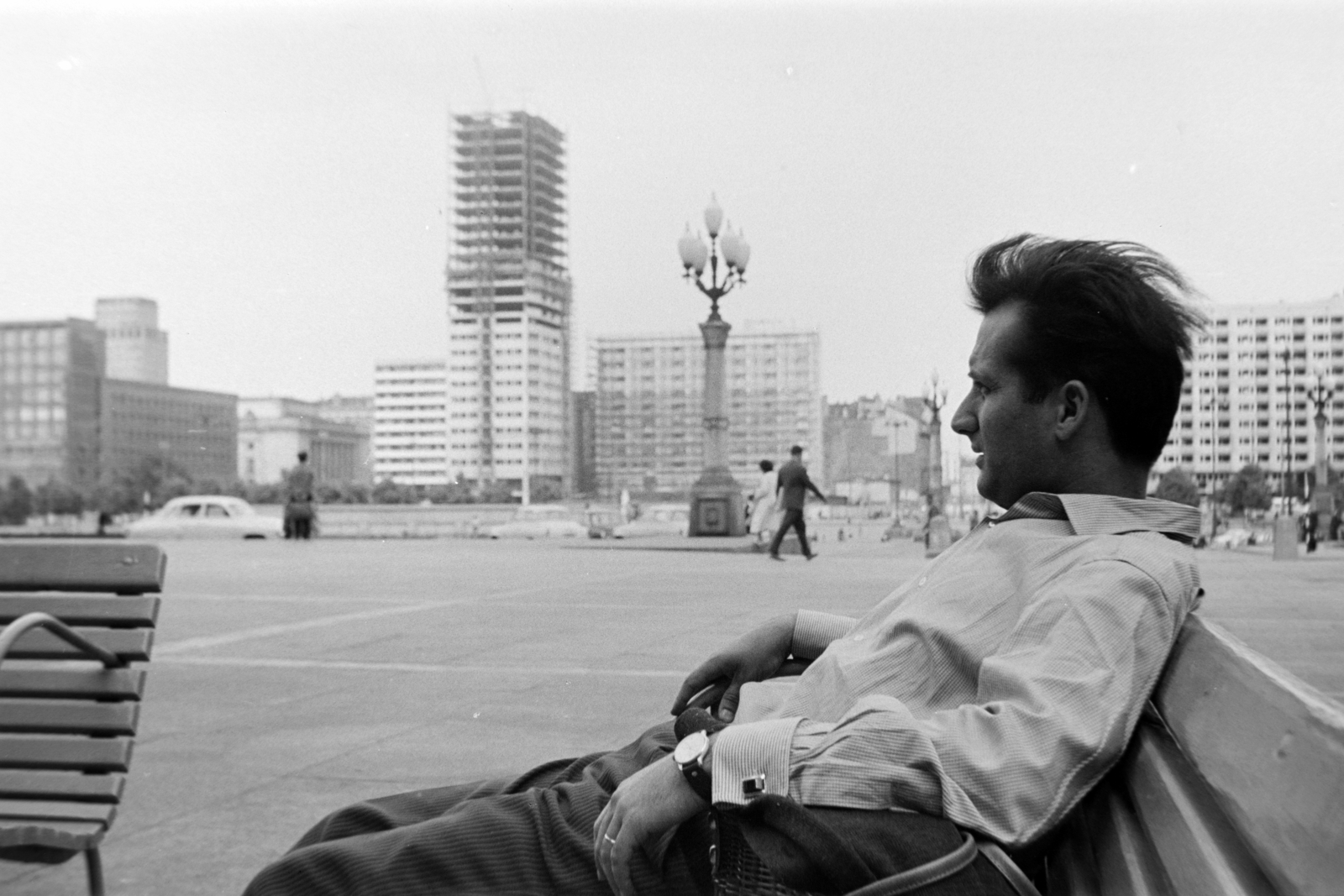 Poland, Warsaw, plac Defilad (Felvonulás tér) az ulica Marszalkowska felé nézve., 1964, Szűcs Lóránd, Fortepan #196360