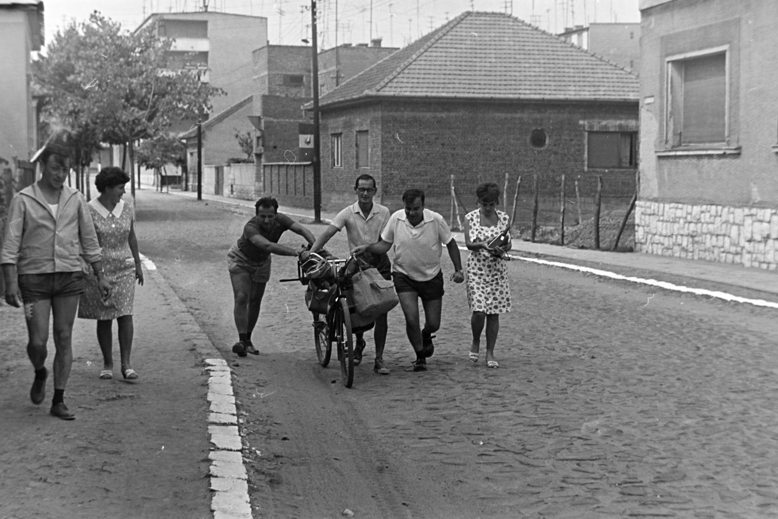 Romania,Transylvania, Oradea, Lovas utca (Strada Călărașilor) a Vitéz utca (Bulevardul Decebal) felé nézve., 1967, Szűcs Lóránd, bicycle, Fortepan #196496