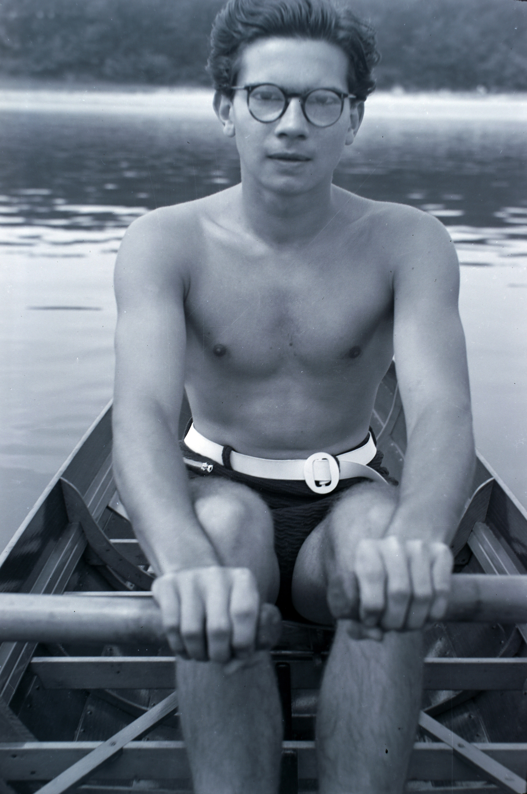 Hungary, a felvétel a Dunán készült., 1939, Martin Kornél, glasses, paddling, Fortepan #196767