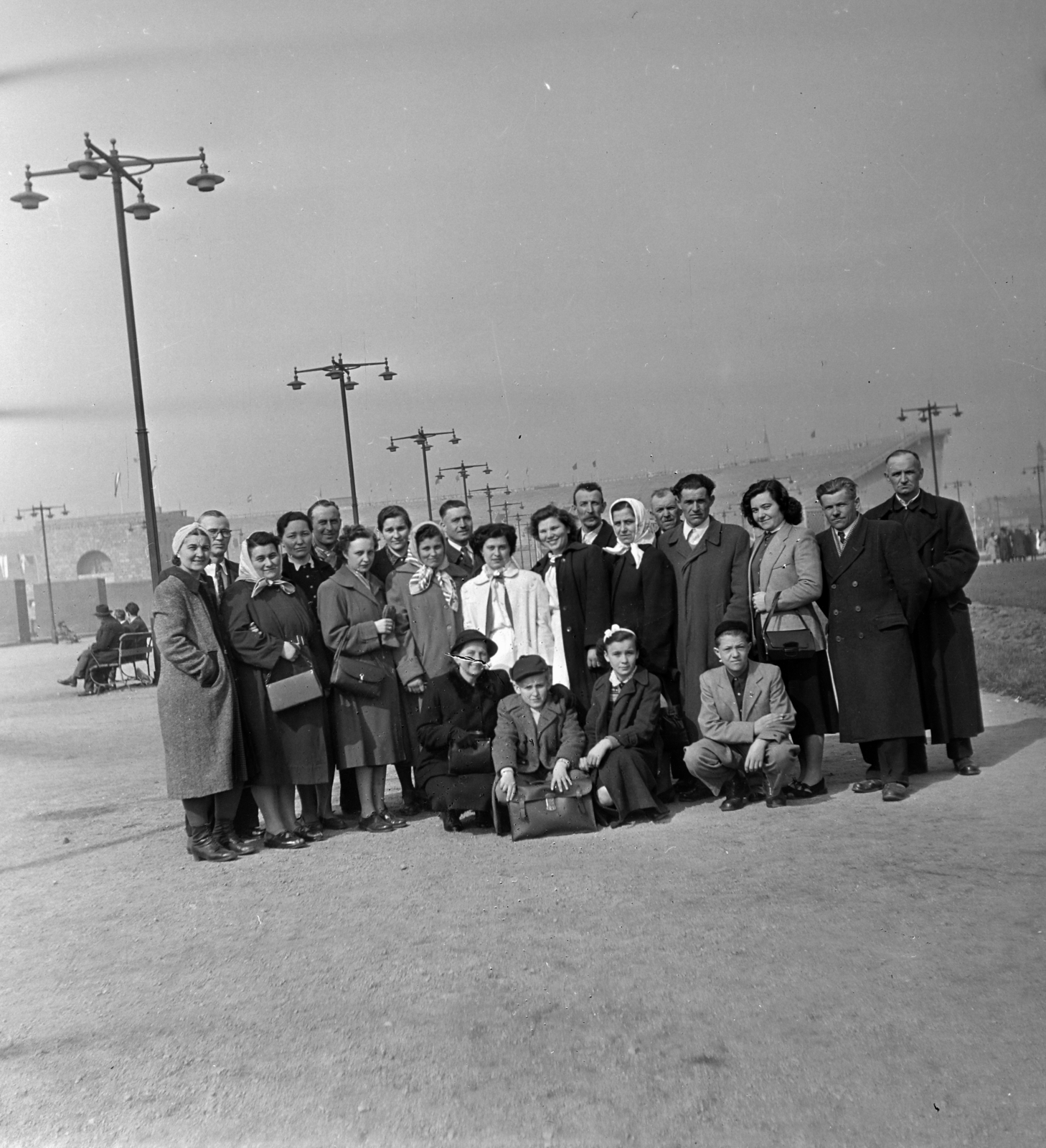 Hungary, Népstadion, Budapest XIV., 1955, Keveházi János, Budapest, tableau, street lamp, Fortepan #197131