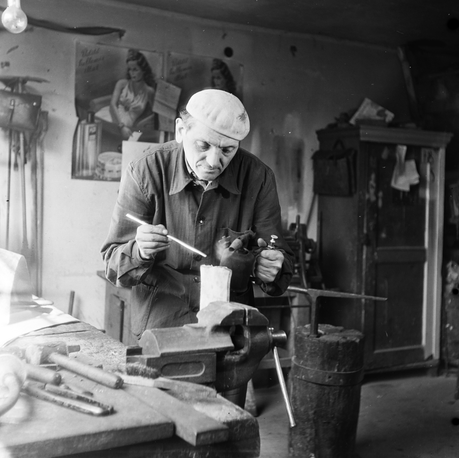 1955, Keveházi János, worker, tool, workshop, vise, Fortepan #197138