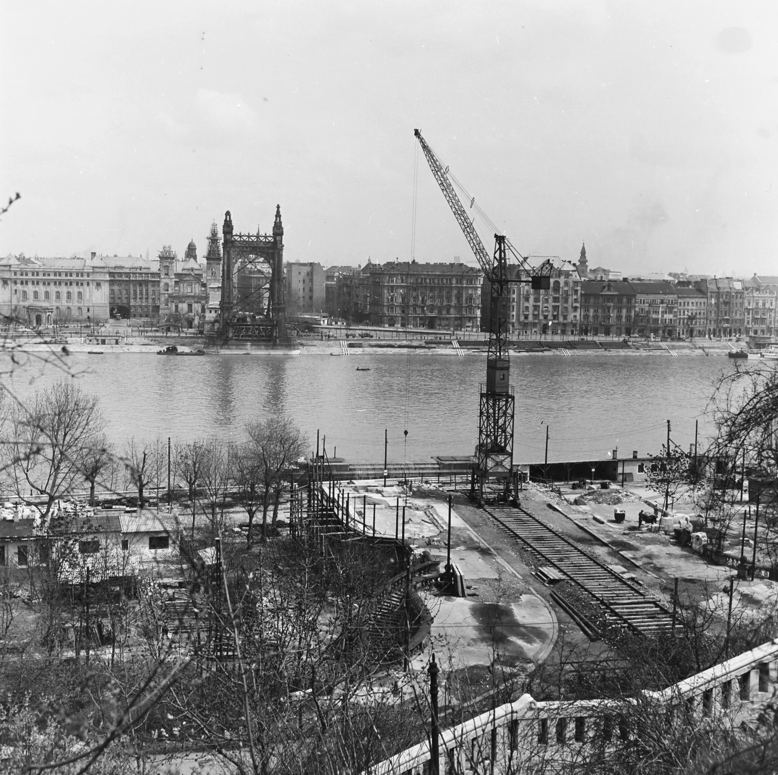 1958, Keveházi János, bridge building, photo aspect ratio: square, Fortepan #197672
