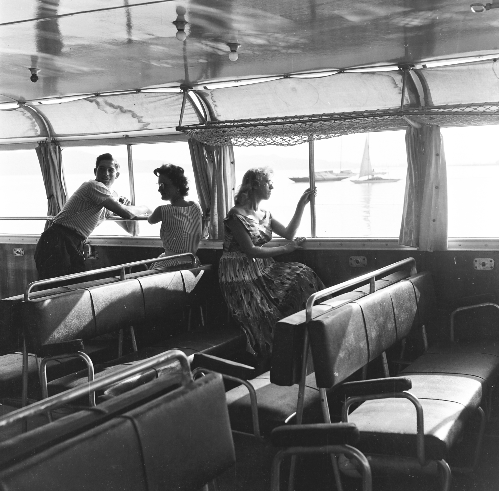 1959, Keveházi János, ship, cabin, Lake Balaton, boat trip, Fortepan #197706