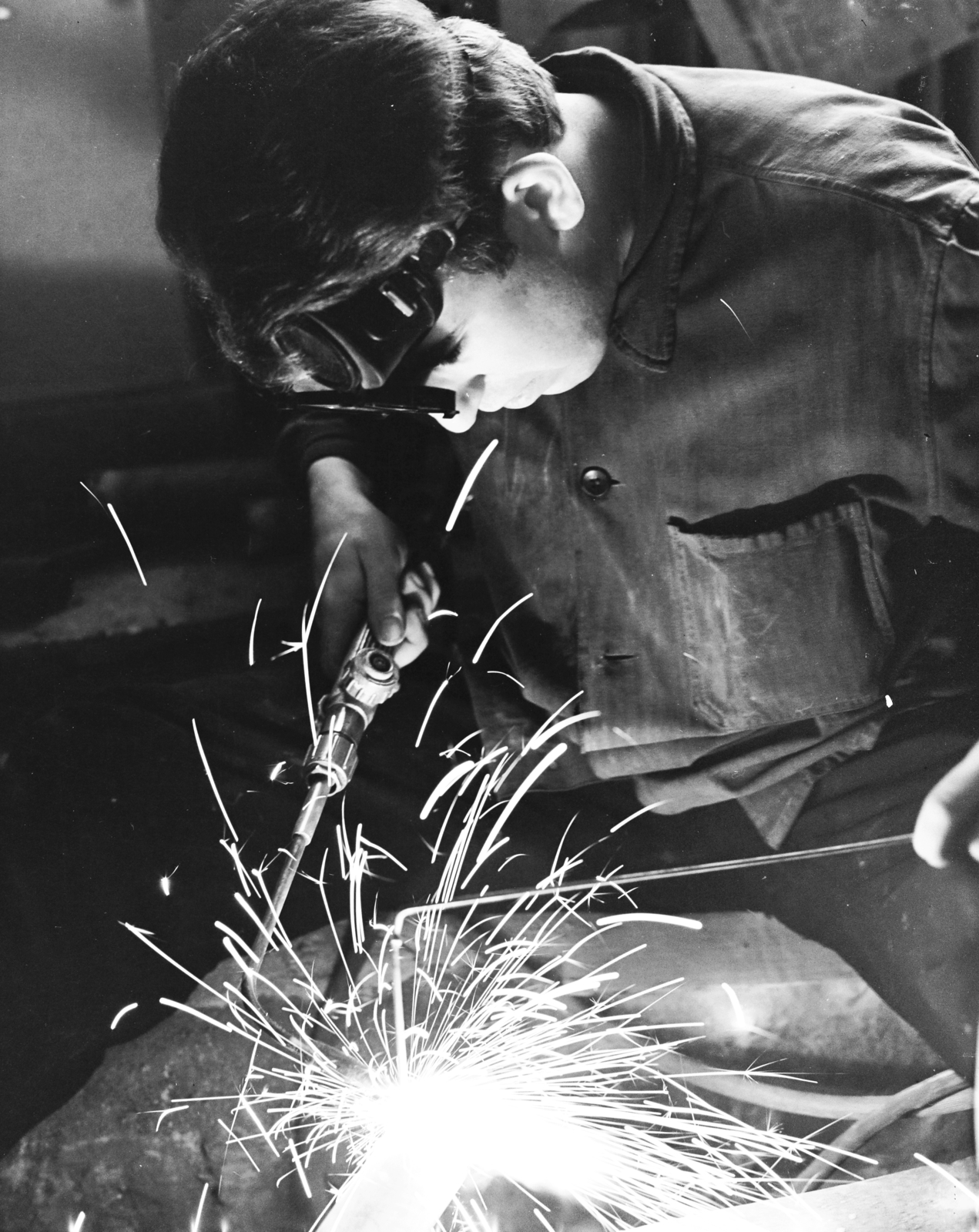 1968, Keveházi János, welding, welding goggles, Fortepan #197769