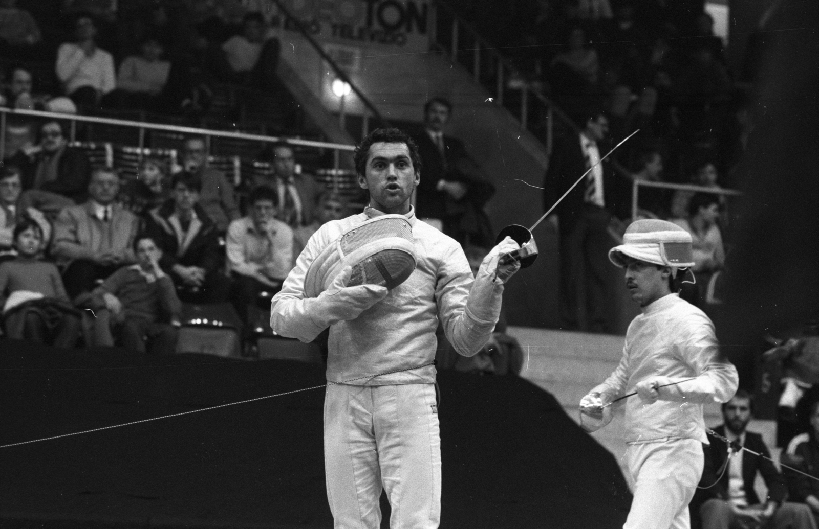 Hungary, Budapest XIV., Budapest Sportcsarnok, Elektromodul-Hungária Kupa vívóverseny. Nébald György kardvívó., 1986, Szalay Zoltán, Budapest, Fortepan #198054