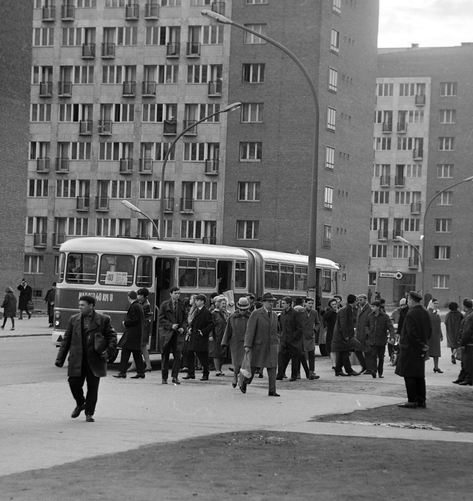 Hungary, Uránváros, Pécs, Esztergár Lajos utca (39-es dandár út)., 1967, Szalay Zoltán, bus, Fortepan #198505