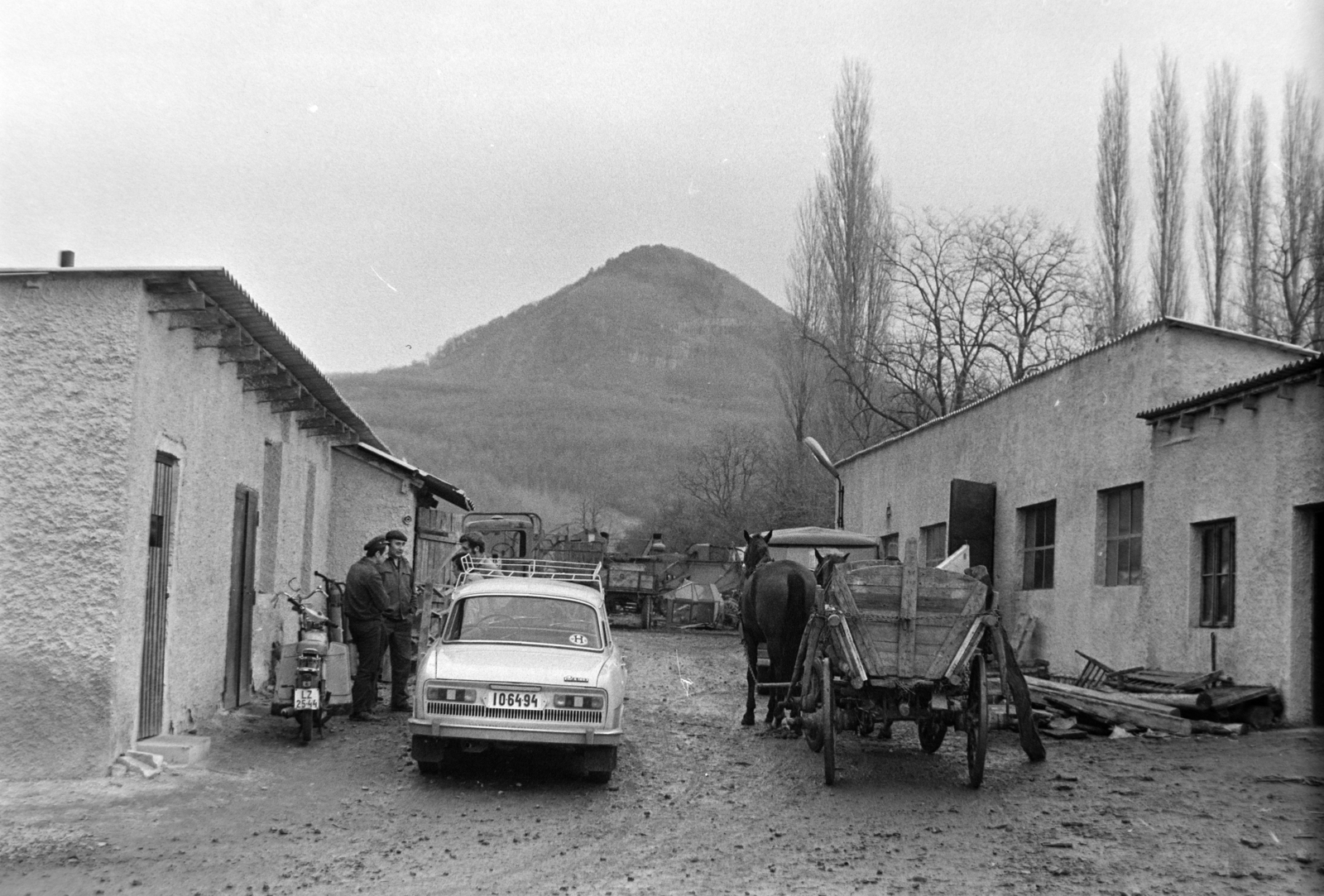 Hungary, Nemesgulács, József Attila utca 29., háttérben a Gulács., 1974, Szalay Zoltán, number plate, Fortepan #198912