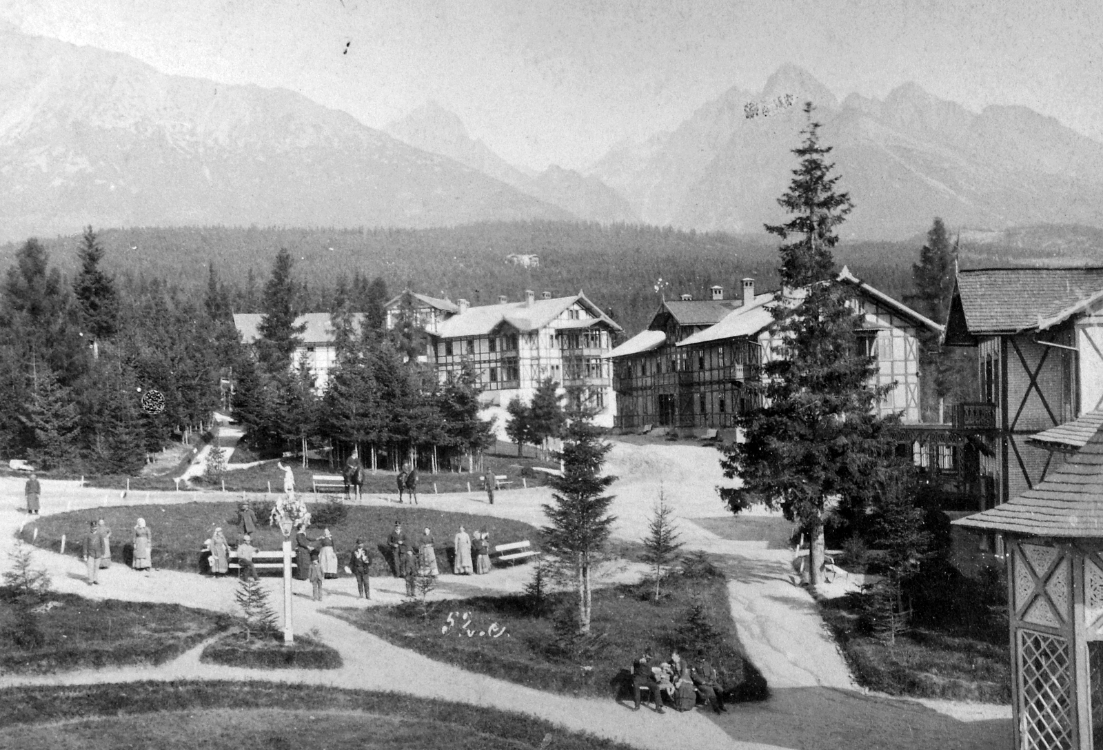 Slovakia, Dolný Smokovec, 1900, Fortepan, woods, hotel, mountain, house, Tatra Mountains, Fortepan #19898