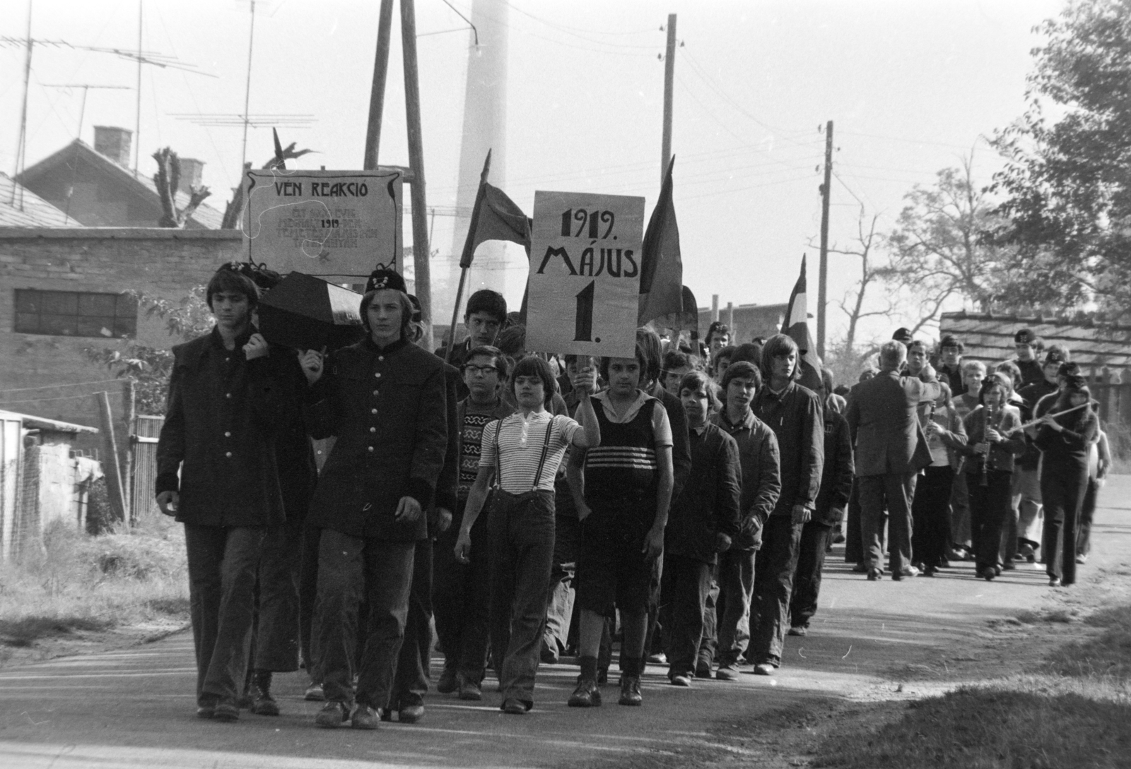 1976, Szalay Zoltán, band, march, banner, Fortepan #199069