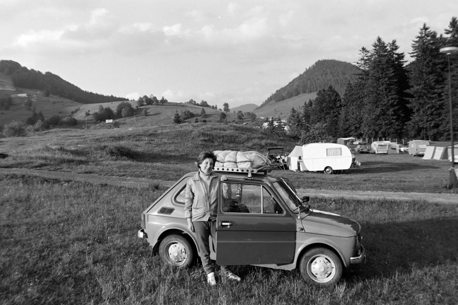 1974, Antal Gábor, Polski Fiat-márka, Polski Fiat 126p, lakókocsi, Fortepan #199317