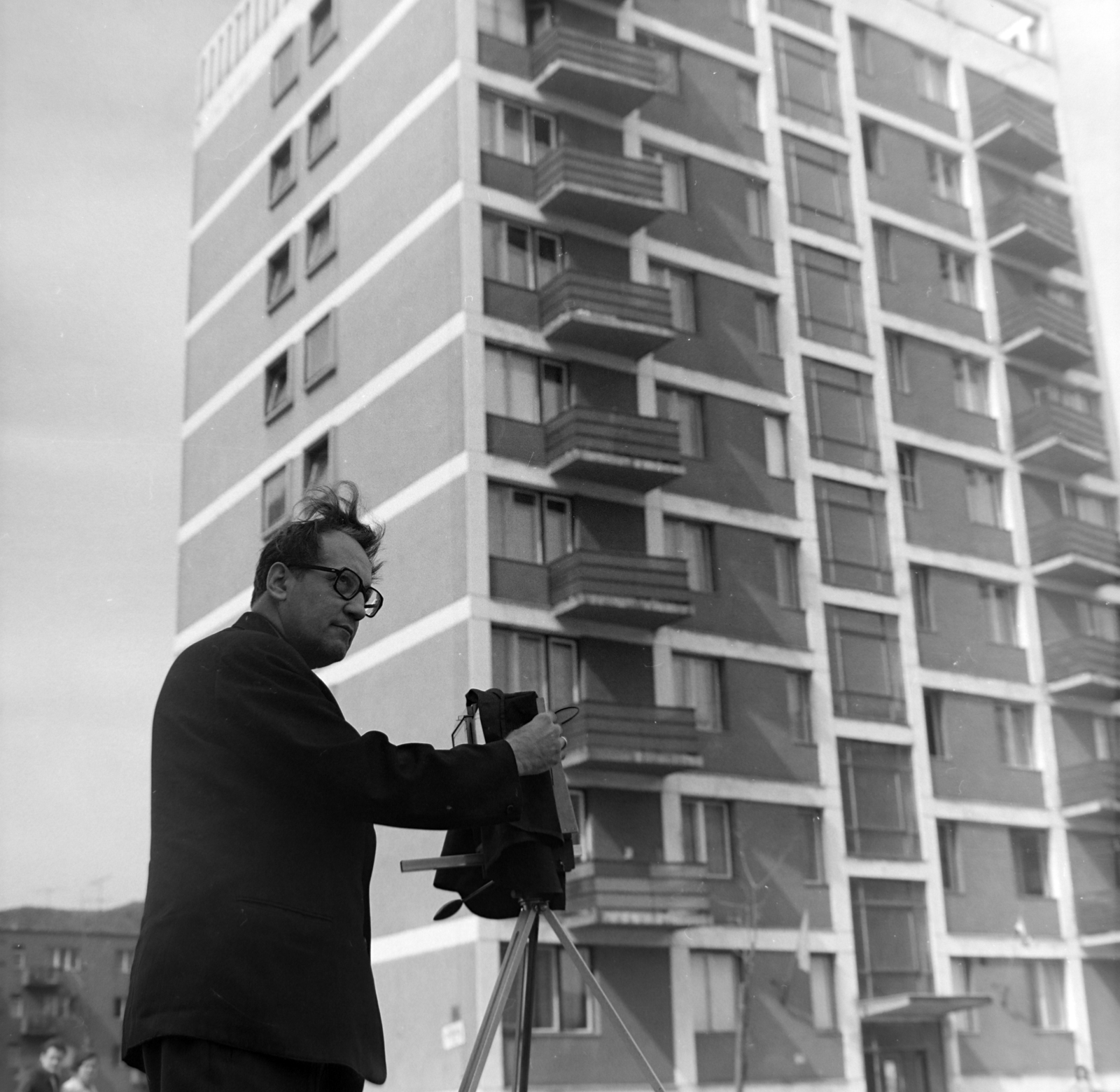 Hungary, Óbuda, Budapest III., szemben a Gyenes utca 1. számú ház., 1973, Borbély Mihály, blocks, Budapest, tripod, Fortepan #199789