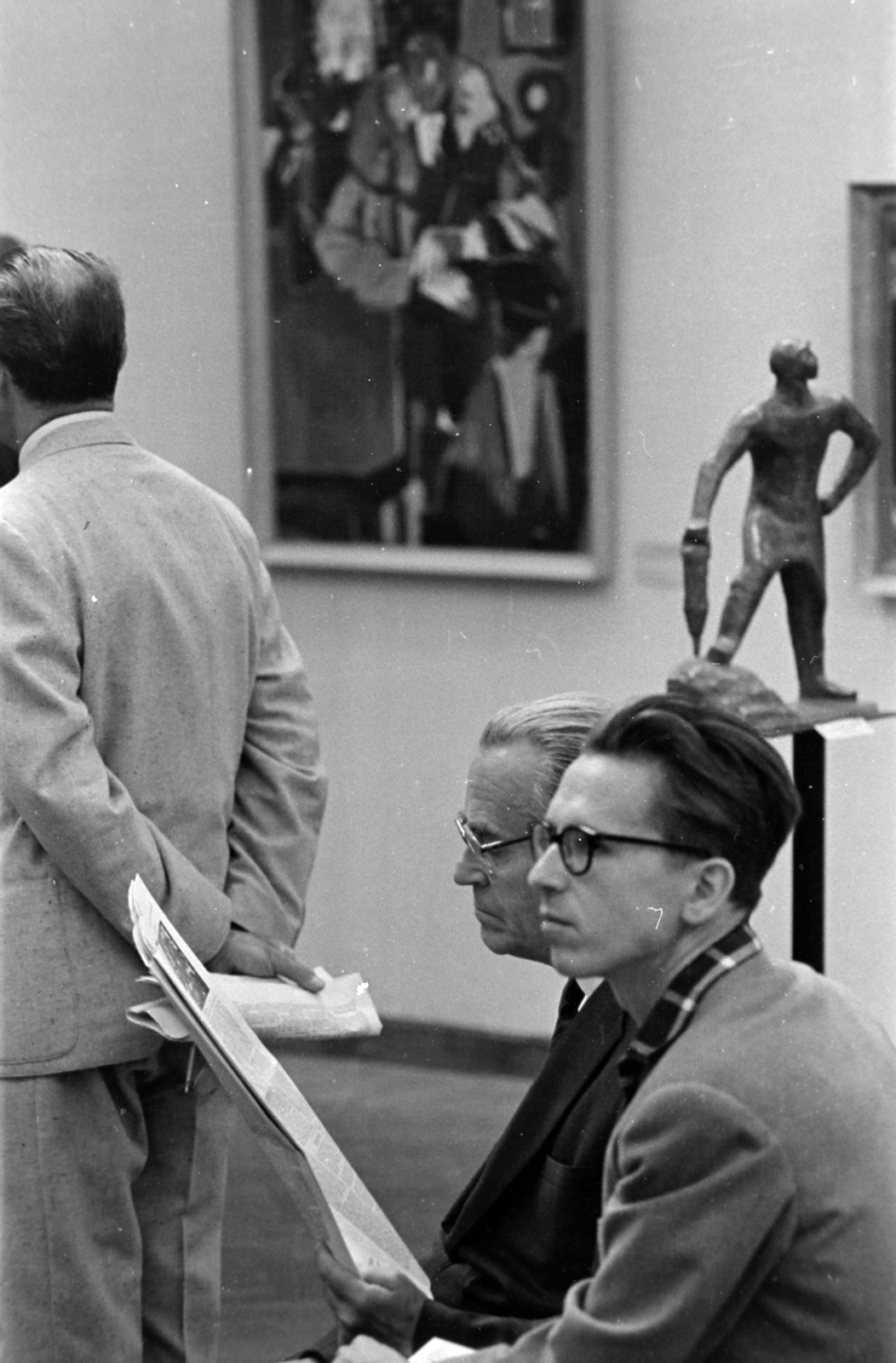 1967, Borbély Mihály, sculpture, exhibition, visitors, painting, Fortepan #199818