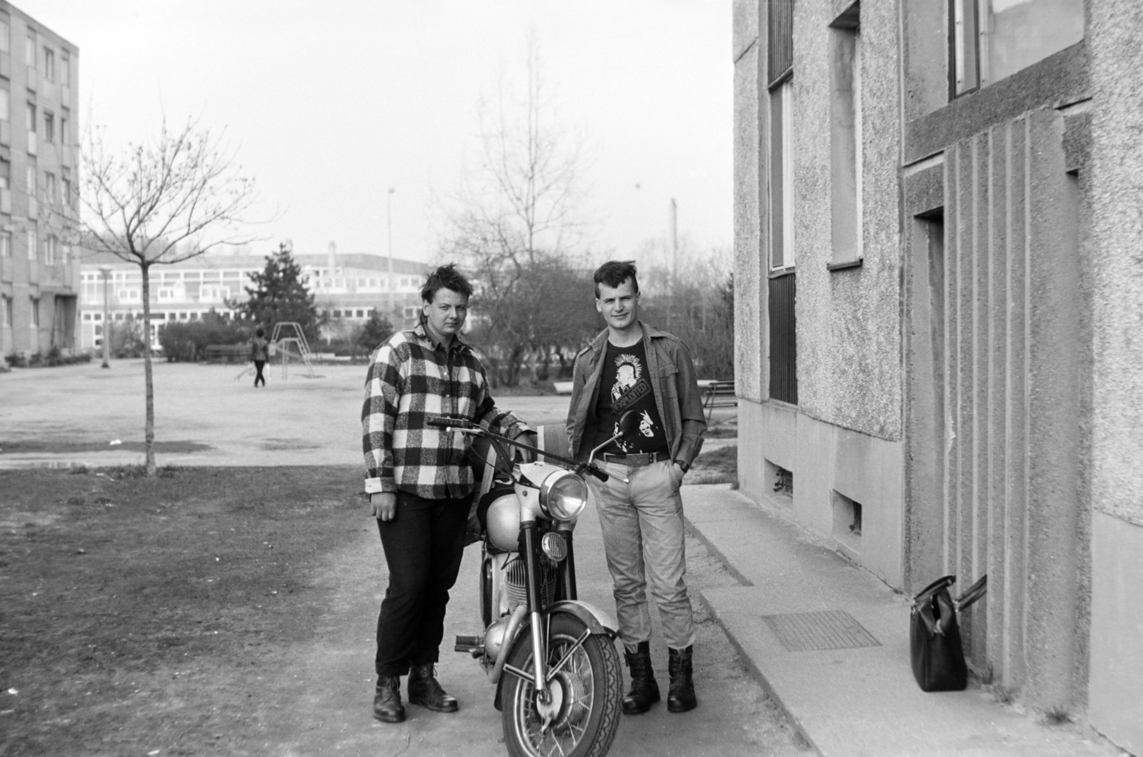1989, Czetli Tivadar, plaid shirt, motorcycle, Fortepan #200062