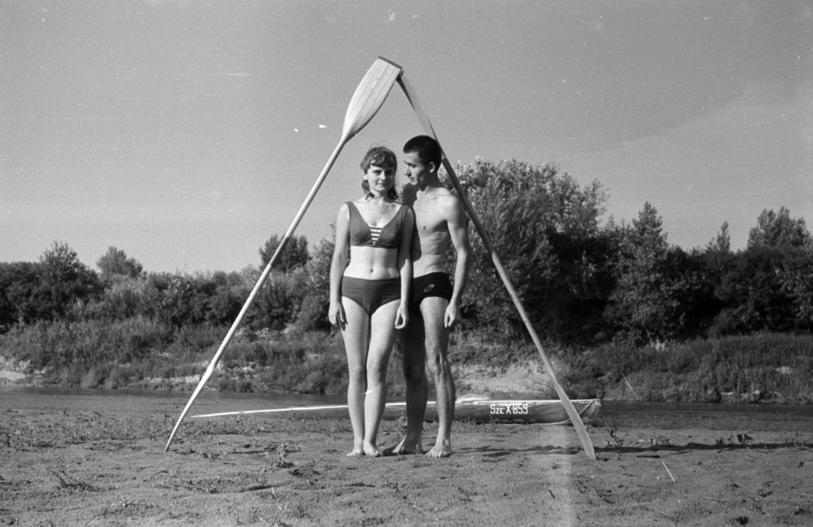 1968, Földvári Mihály, man and woman, bathing suit, Fortepan #200808