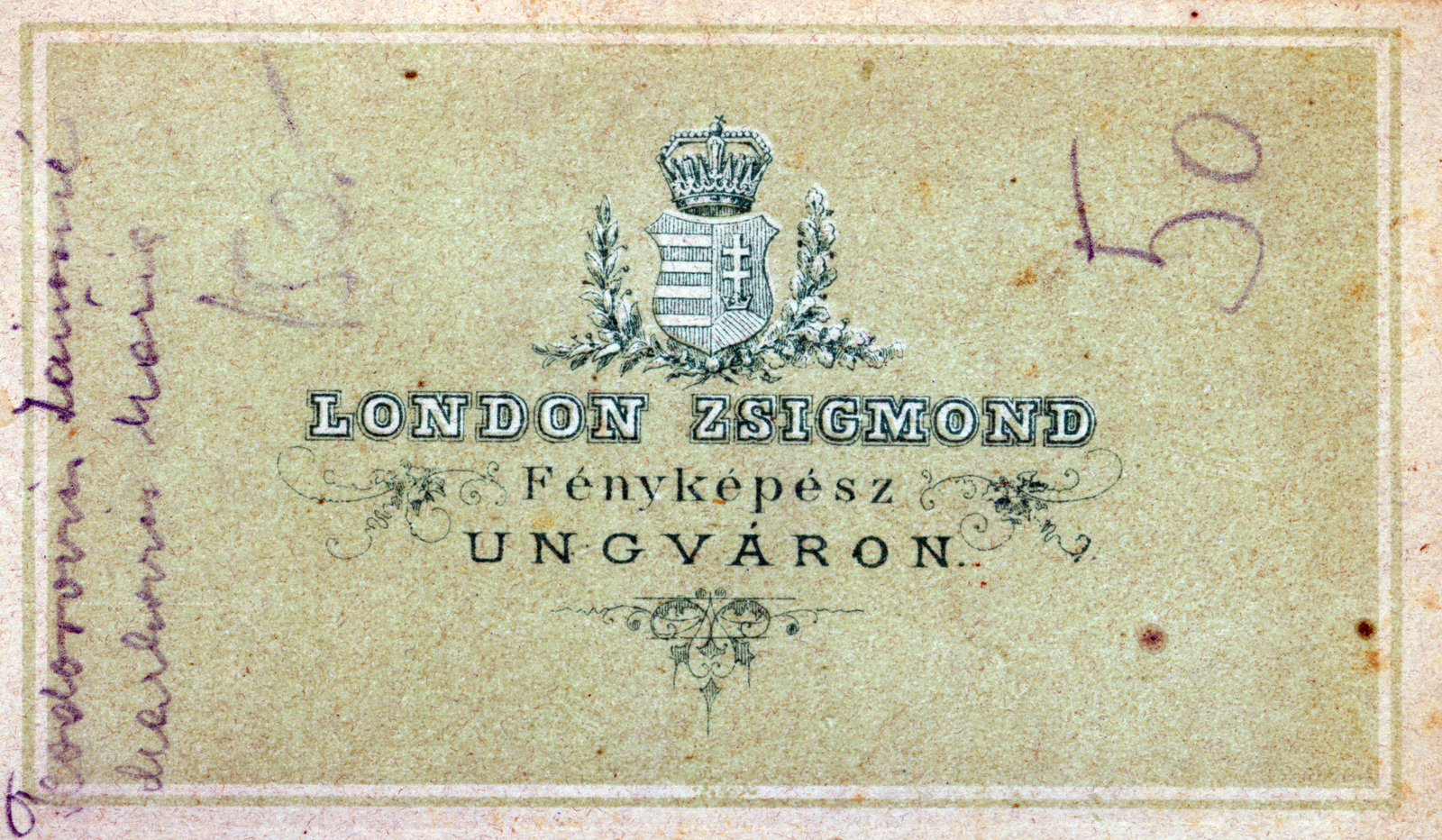 Ungvár, 1900, Fortepan, címer, hátlap, fényképész, műterem, Fortepan #200892