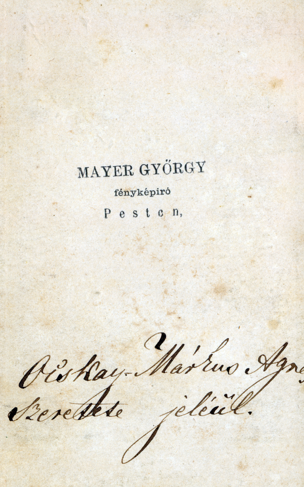 Magyarország, Budapest, Mayer György fényképíró., 1900, Fortepan, hátlap, fényképész, műterem, Fortepan #200893
