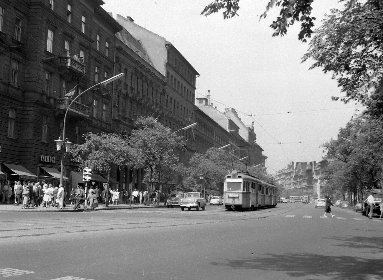 Hungary, Budapest VII., Erzsébet (Lenin) körút a Dohány utca felől nézve., 1963, Kotnyek Antal, Hungarian brand, tram, Ganz-brand, Budapest, Fortepan #20129