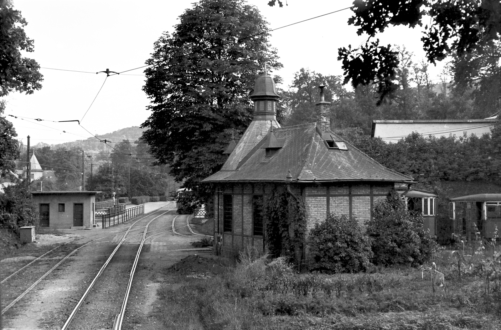 Magyarország, Hűvösvölgy, Budapest II., villamos-végállomás., 1957, Handa család, Budapest, sínpálya, Fortepan #201514