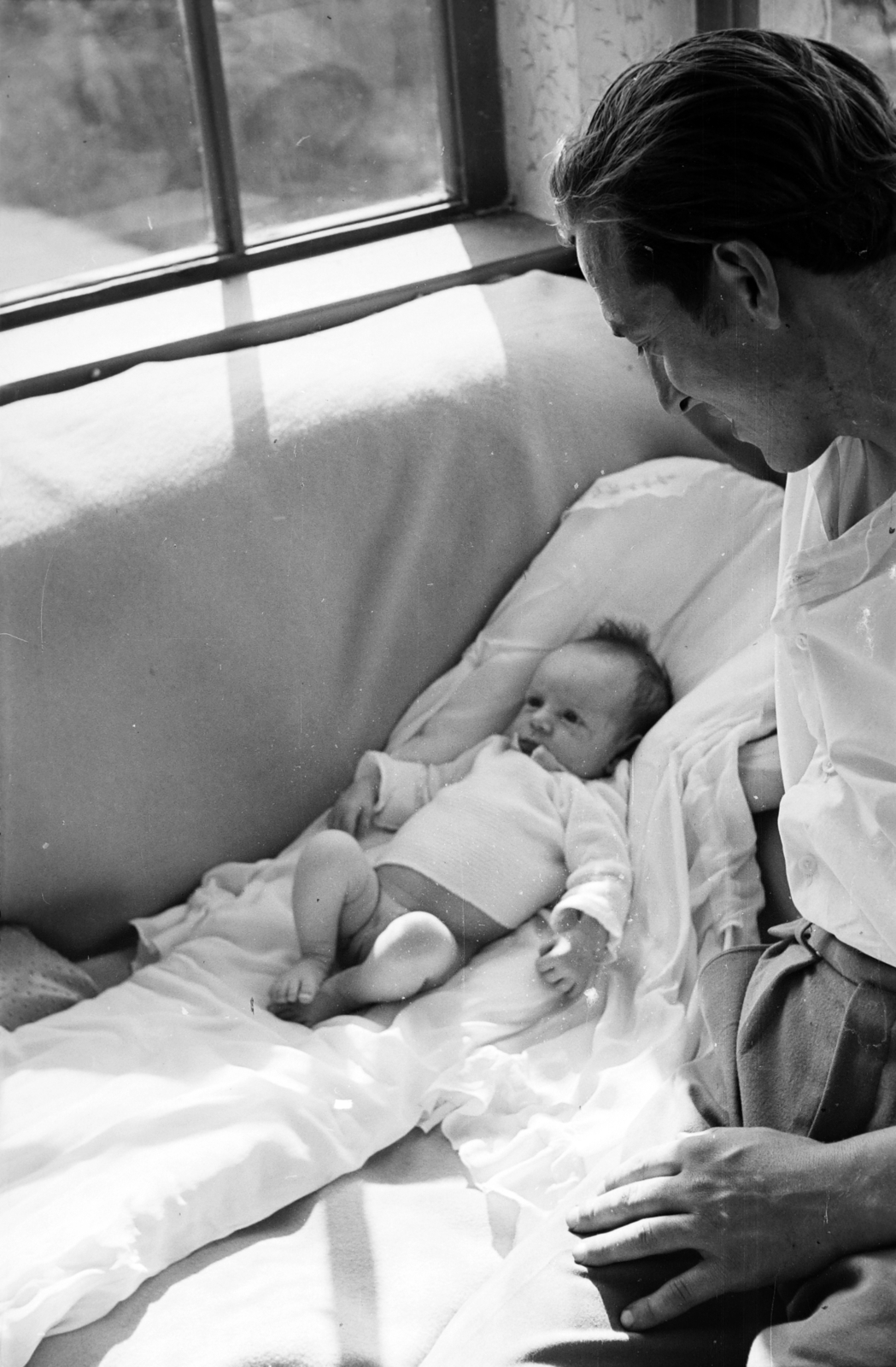 1959, Handa család, fatherhood, newborn, Fortepan #201584