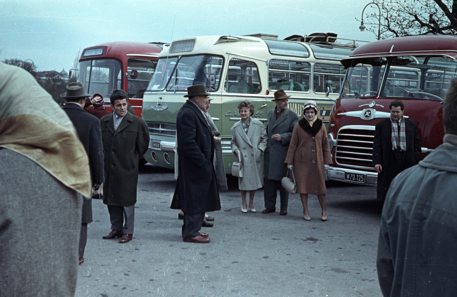 Ausztria, Bécs, Maria-Theresien-Platz, autóbuszparkoló., 1962, Jakab Antal, színes, autóbusz, Ikarus-márka, MÁVAUT-szervezet, Ikarus 55, Austro-Setra-márka, Fortepan #201734