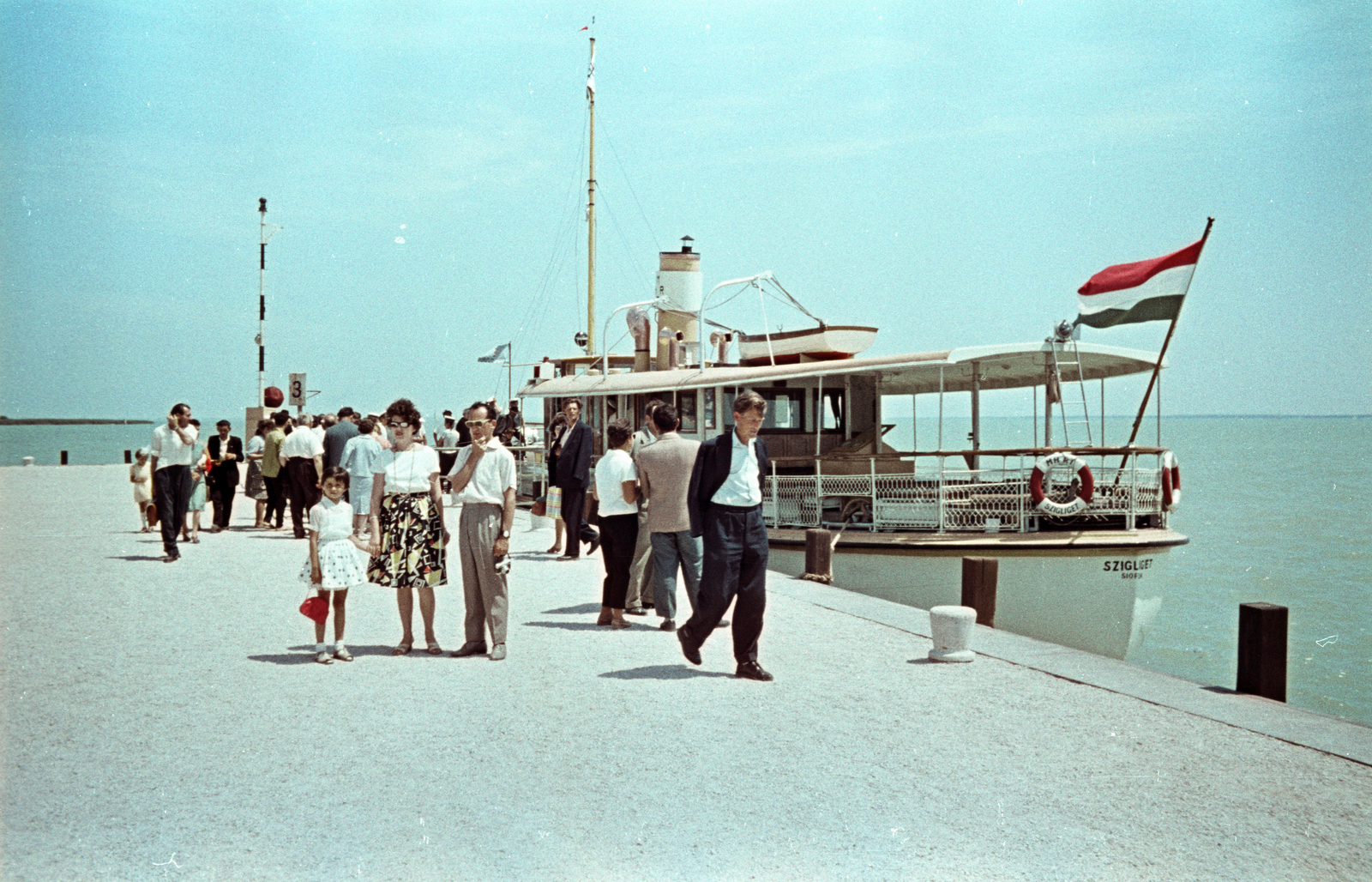 Hungary, Balatonfüred, hajóállomás., 1963, Jakab Antal, boat station, Szigliget-ship, Fortepan #201921