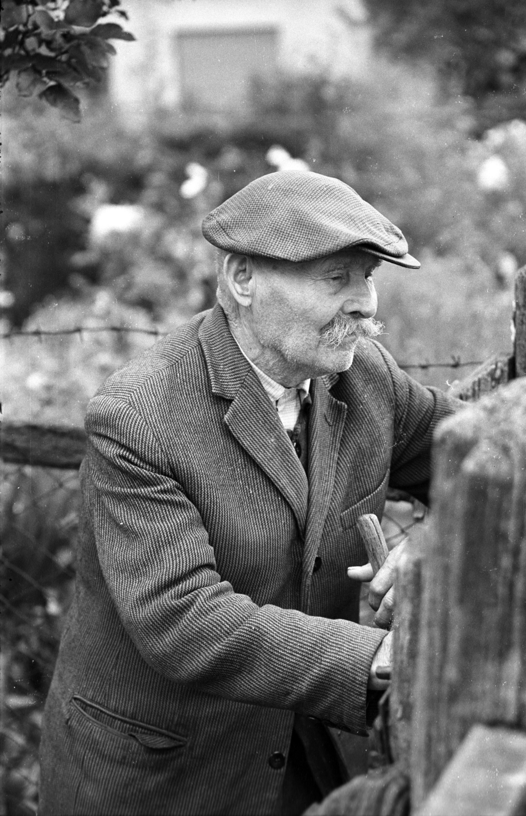 1966, Jakab Antal, cap, old person, moustache, Fortepan #202017