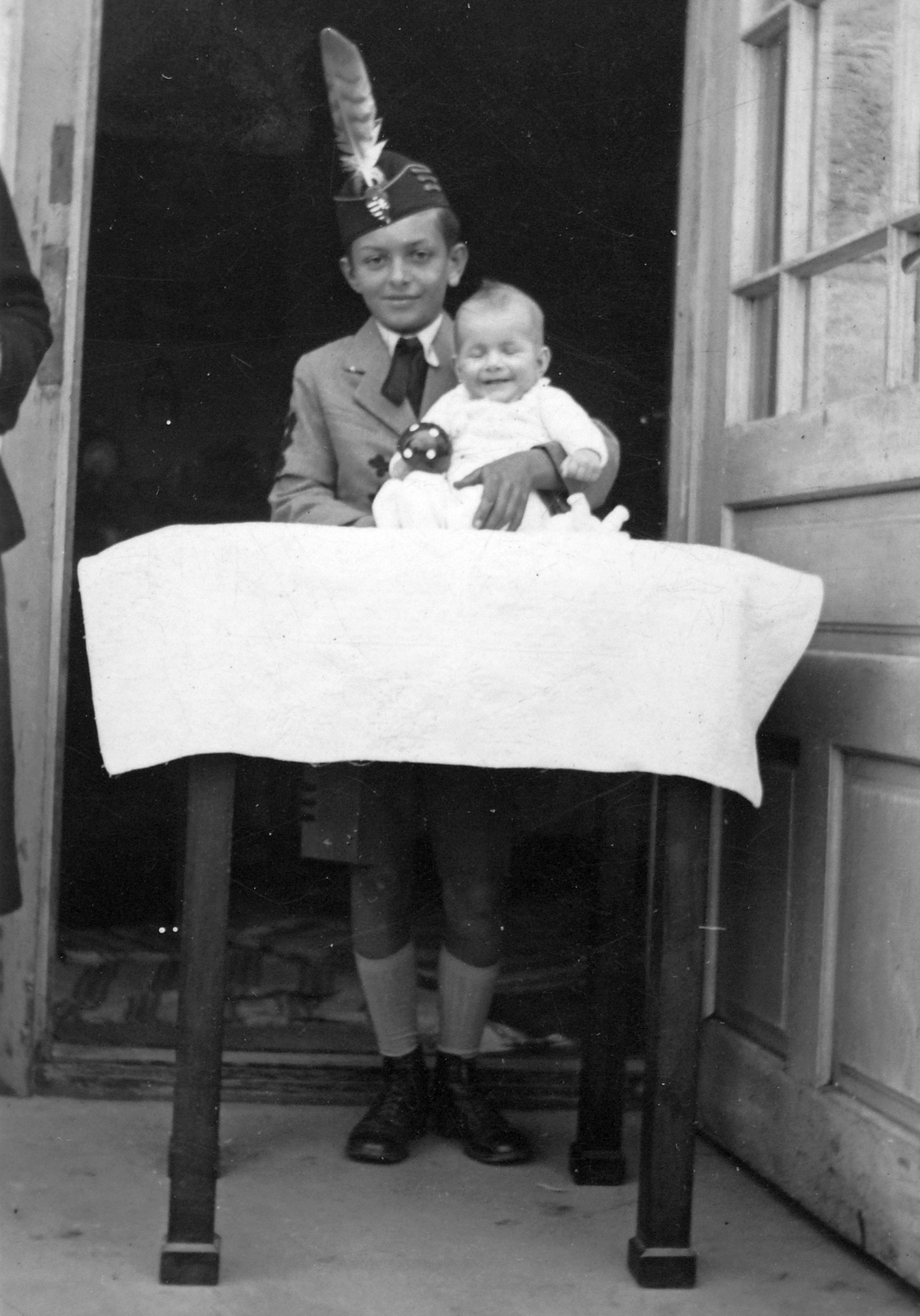 1930, Fortepan, kid, newborn, toy, boy, double portrait, Fortepan #20228