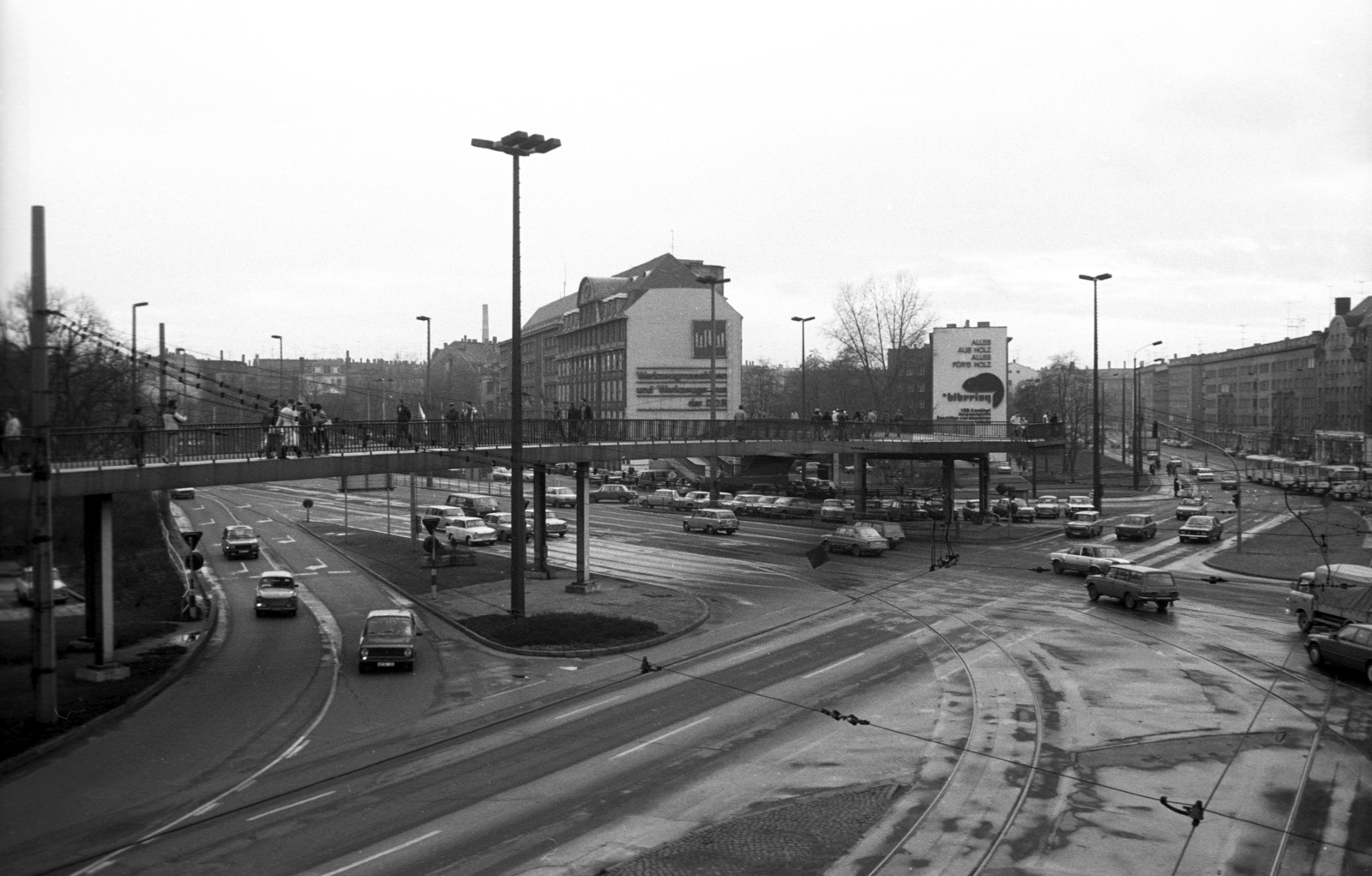 Germany, Leipzig, Goerdelerring - Tröndlinring kereszteződése (ekkor Friedrich-Engels-Platz) a Tröndlinring felől nézve., 1985, Jakab Antal, GDR, Fortepan #202291