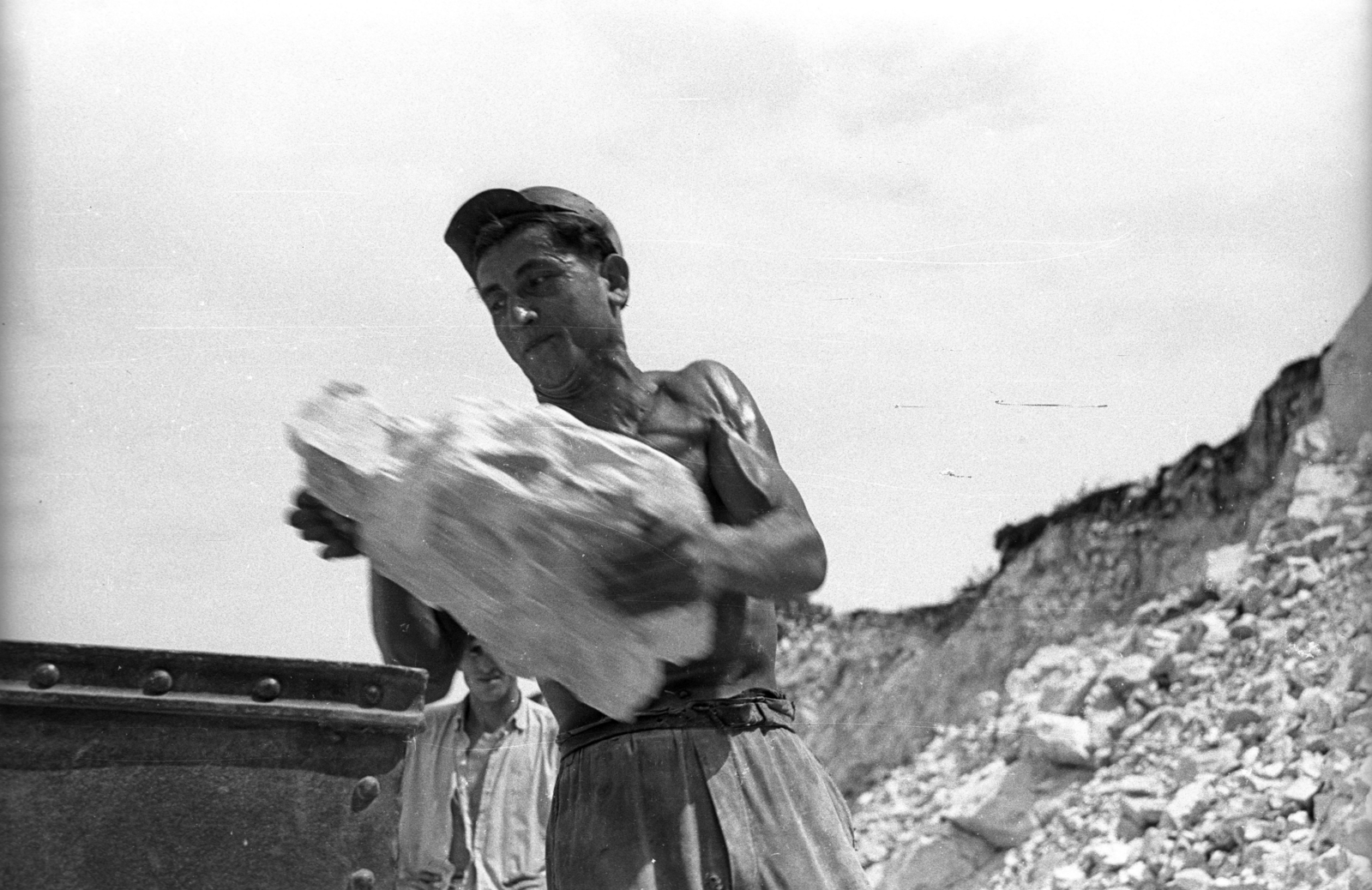 Hungary, Miskolc,Miskolctapolca, mészkőbánya., 1962, Faragó László, stone mine, miner, Fortepan #202522