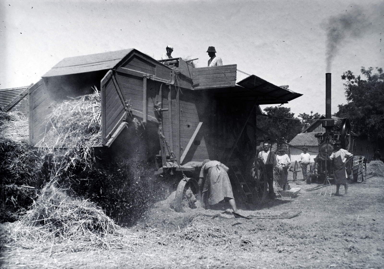 1936, Jóna Dávid, belt drive, traction engine, threshing machine, Fortepan #202561