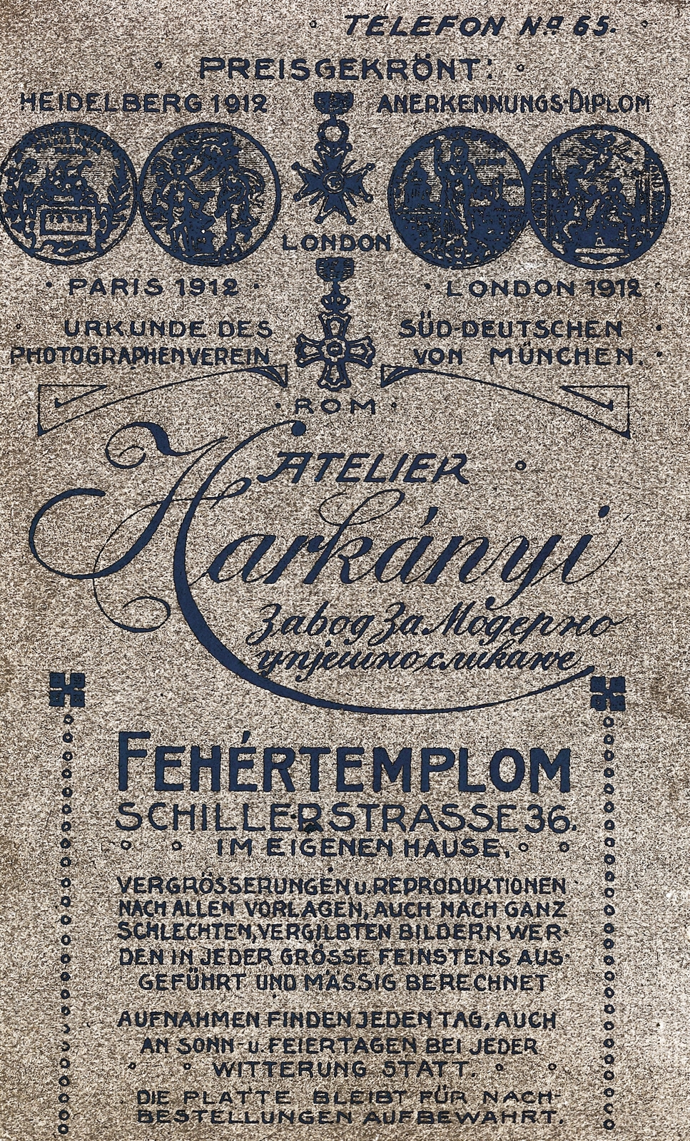 Serbia, Bela Crkva, Harkányi fényképész műterme., 1914, Jóna Dávid, verso, Fortepan #202618